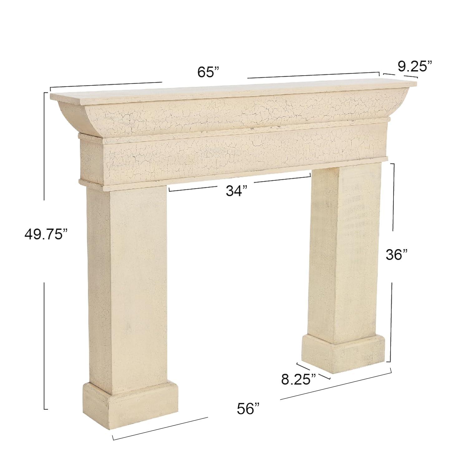 Storied Home Monolith Decorative Fireplace Mantel Cream: Fir Wood & MDF, Wall Mount, 49.625"H