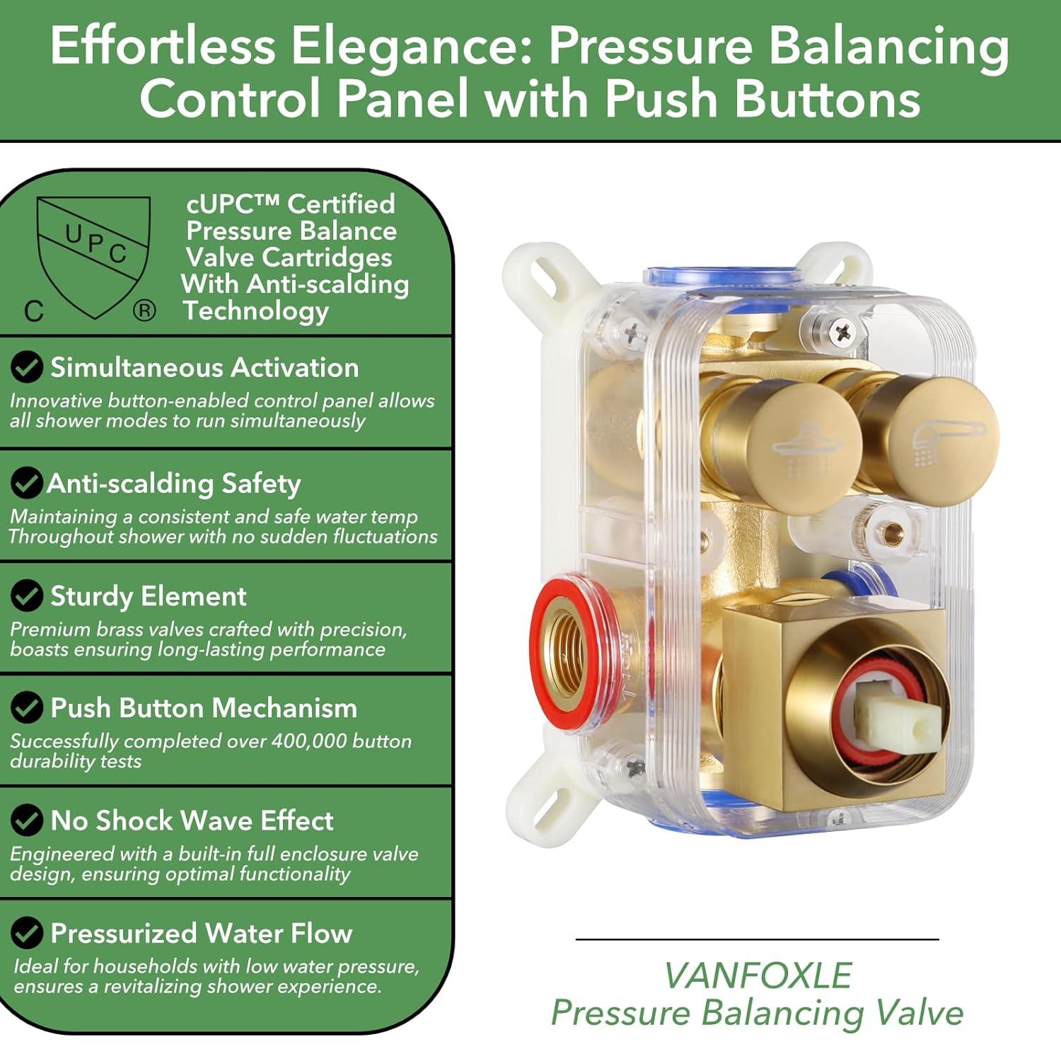VANFOXLE Dual Function All-In-One Kit with Rough in-Valve 10 inches A2 MB