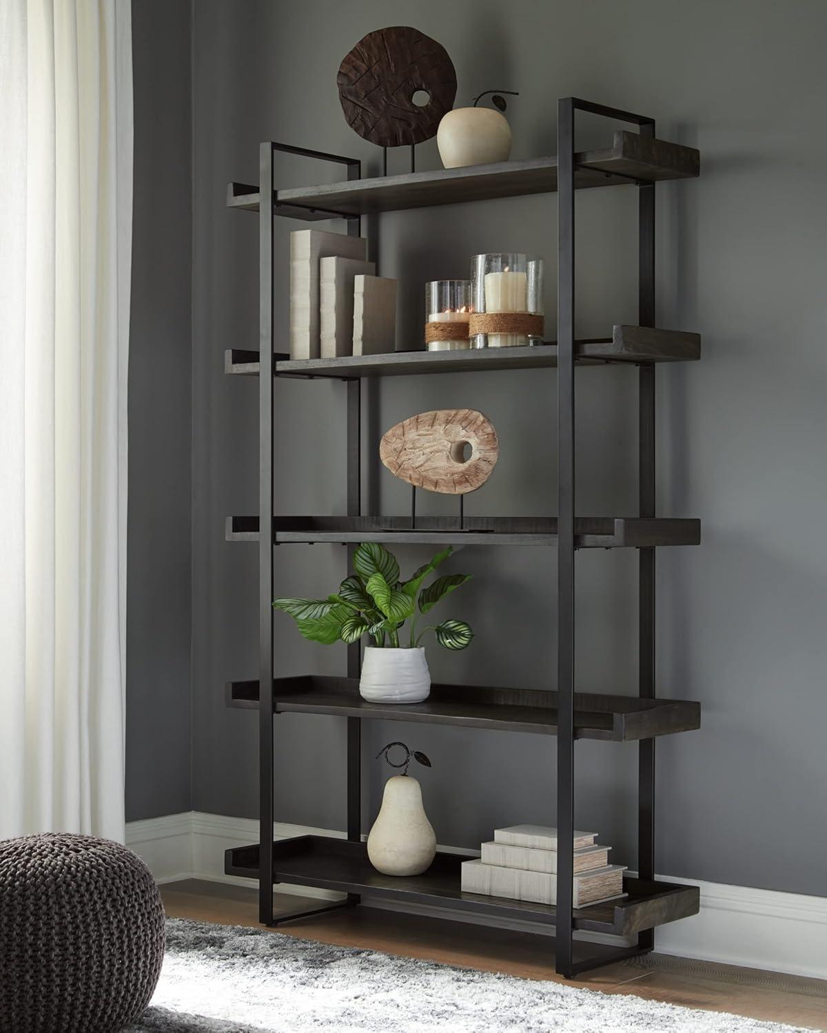 Bergton 78'' H x 48'' W Solid Wood Etagere Bookcase