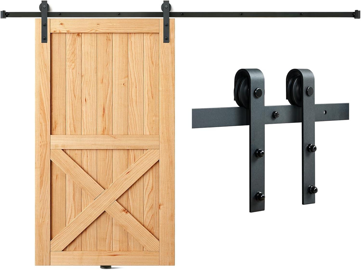 Black Steel Single Door Barn Door Hardware Kit Standard Single