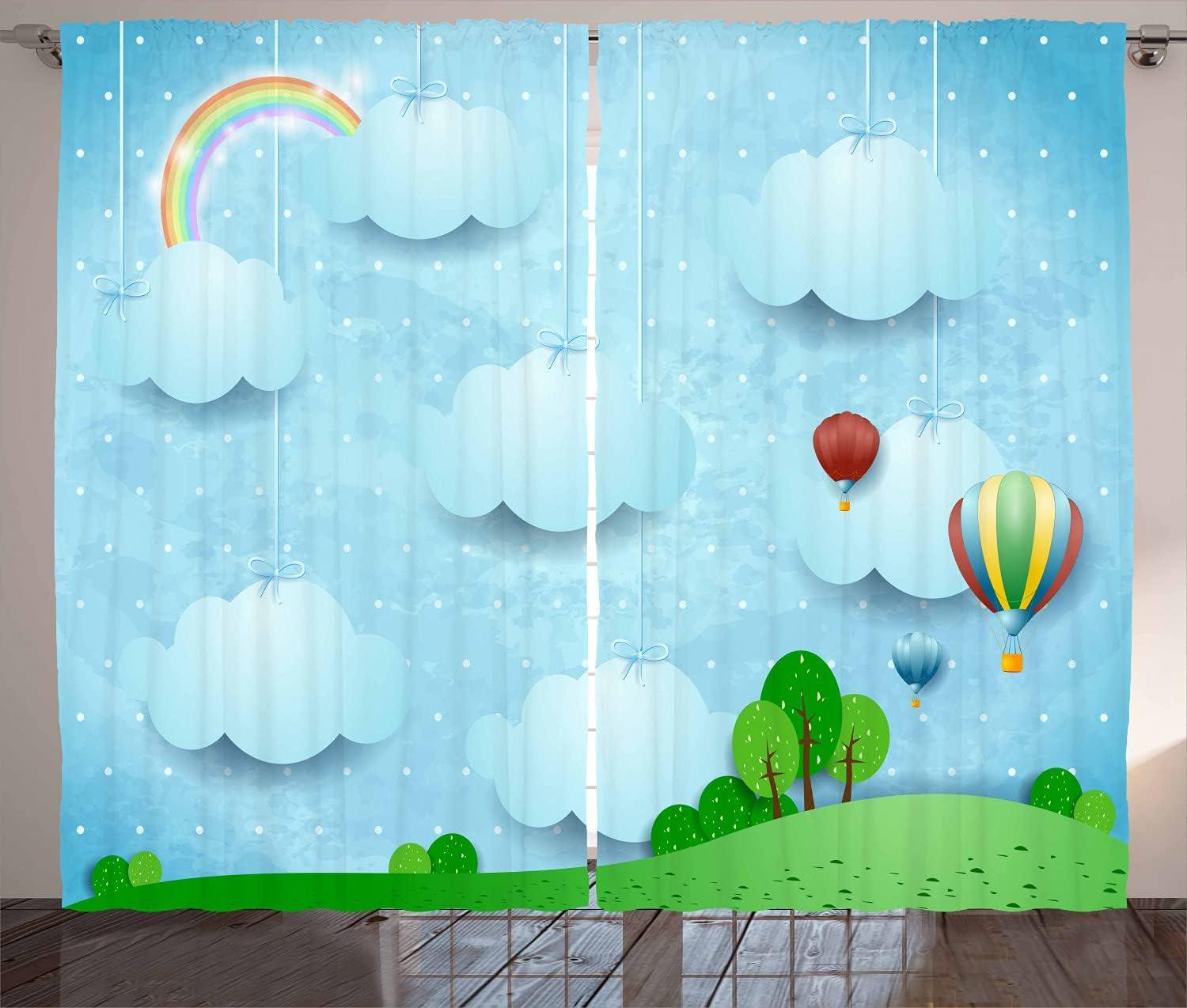 Ambesonne Bamboo / Flower Floral Semi-Sheer Rod Pocket Curtain Panels (Set of 2)