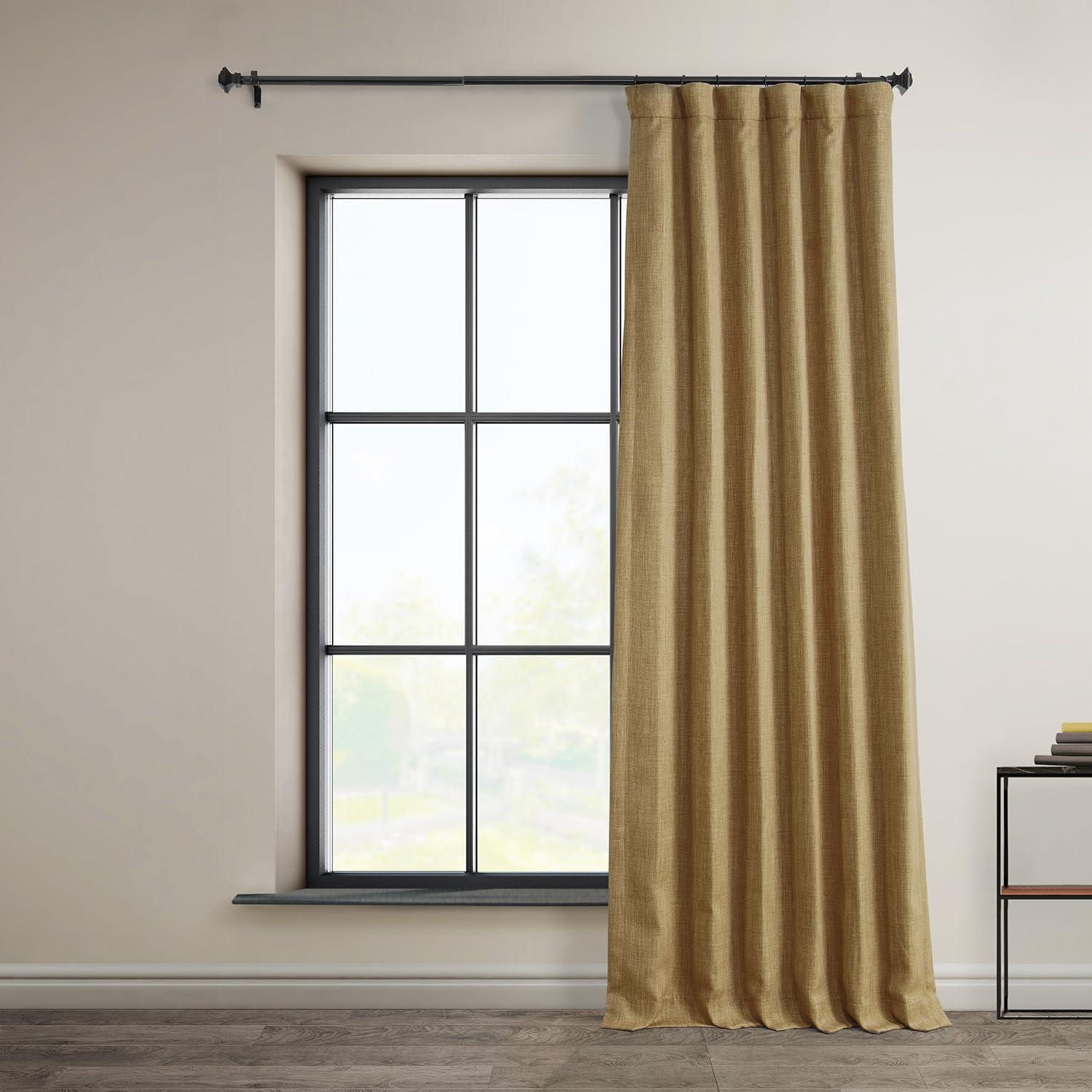 HPD Half Price Drapes Butterscotch Faux Linen Room Darkening Curtains for Bedroom & Living Room Curtains (1 Panel), Door & Window Curtains 120 inches long, 50W X 120L