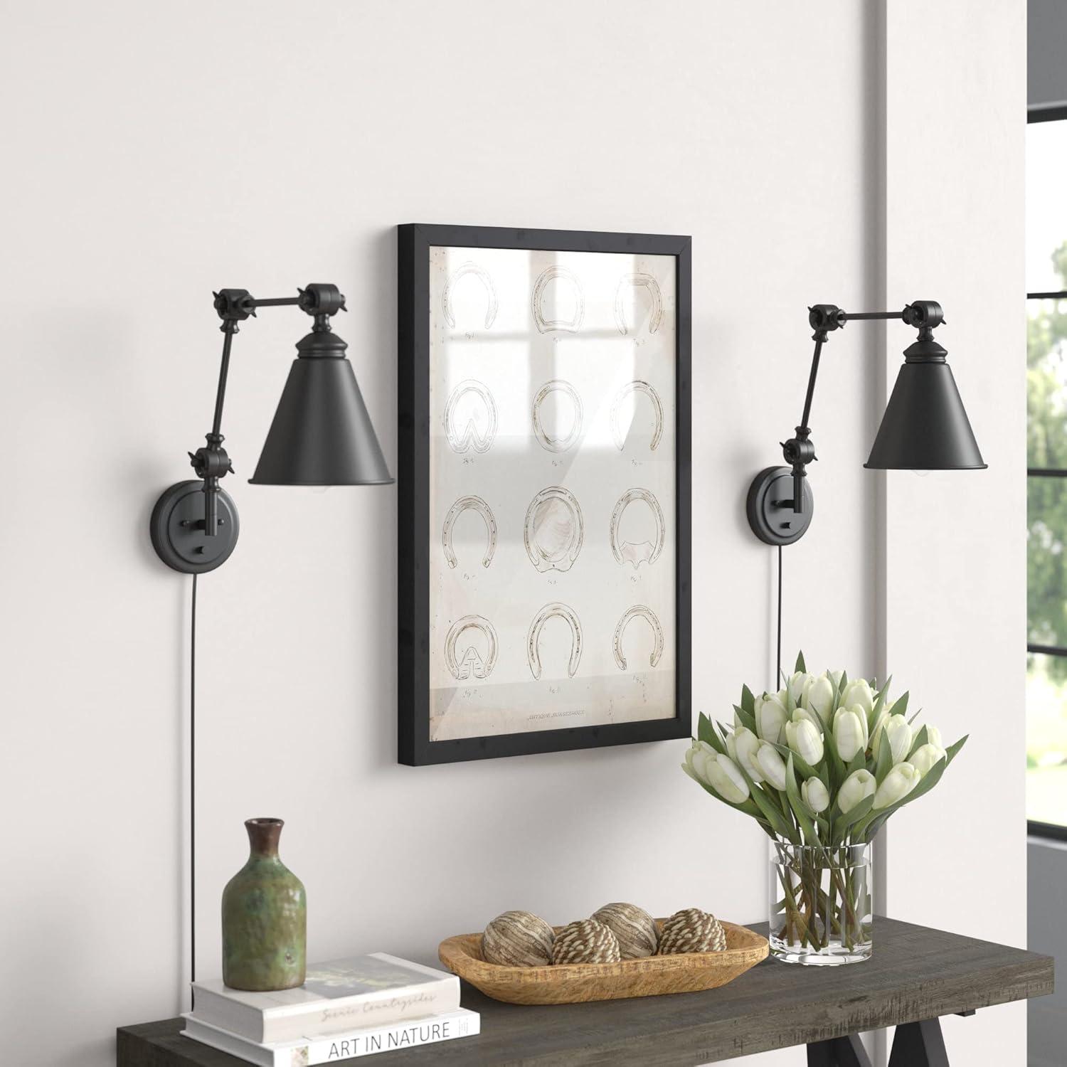 WINGBO  Industrial Swing Arm Wall Sconce with Metal Shade,2-Pack... Nickel
