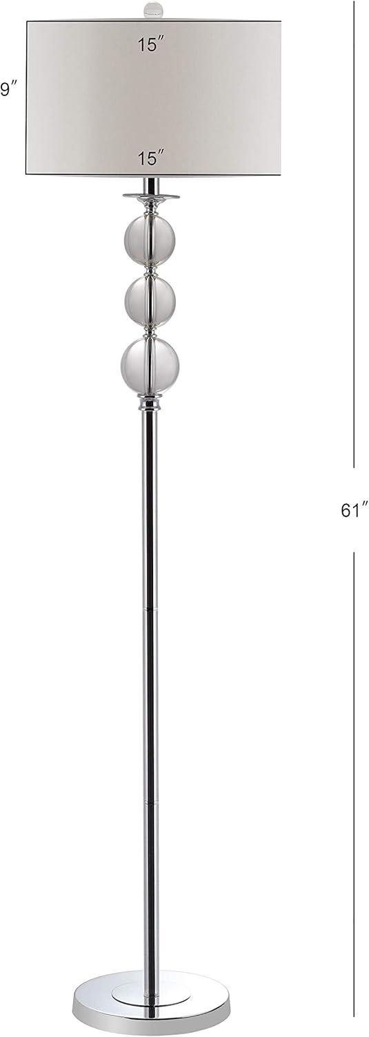 Silver Arc Crystal Globe 61" Floor Lamp with White Cotton Shade