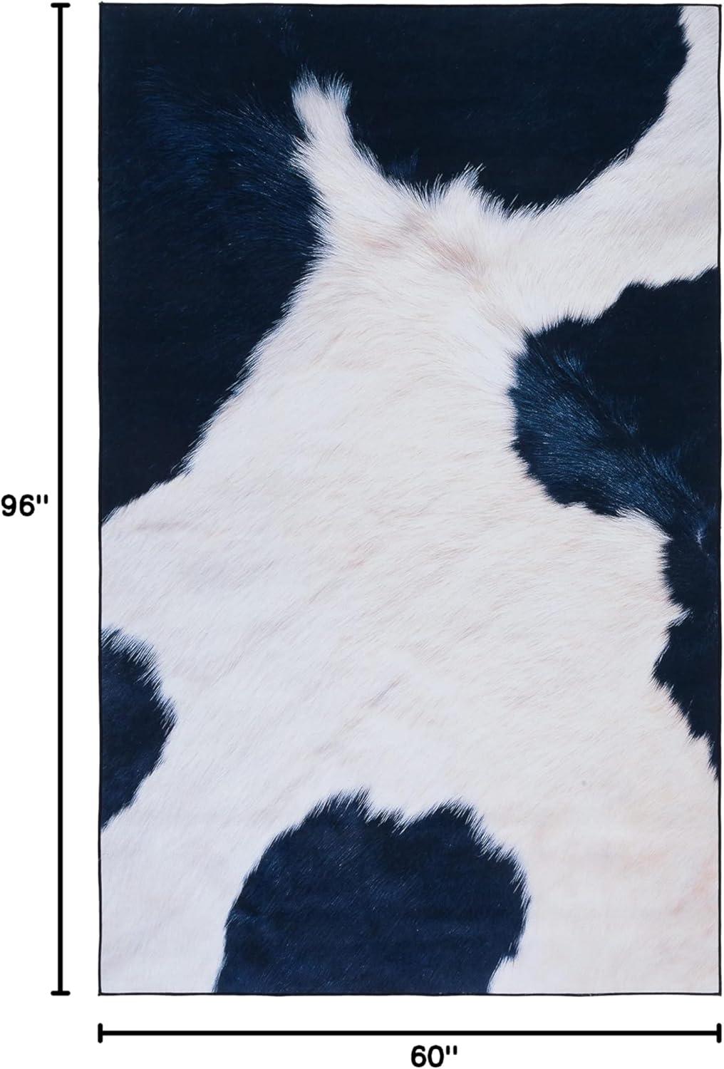 Faux Hide FAH548 Power Loomed Machine Washable Area Rug - Ivory/Dark Blue - 5'x8' - Safavieh.
