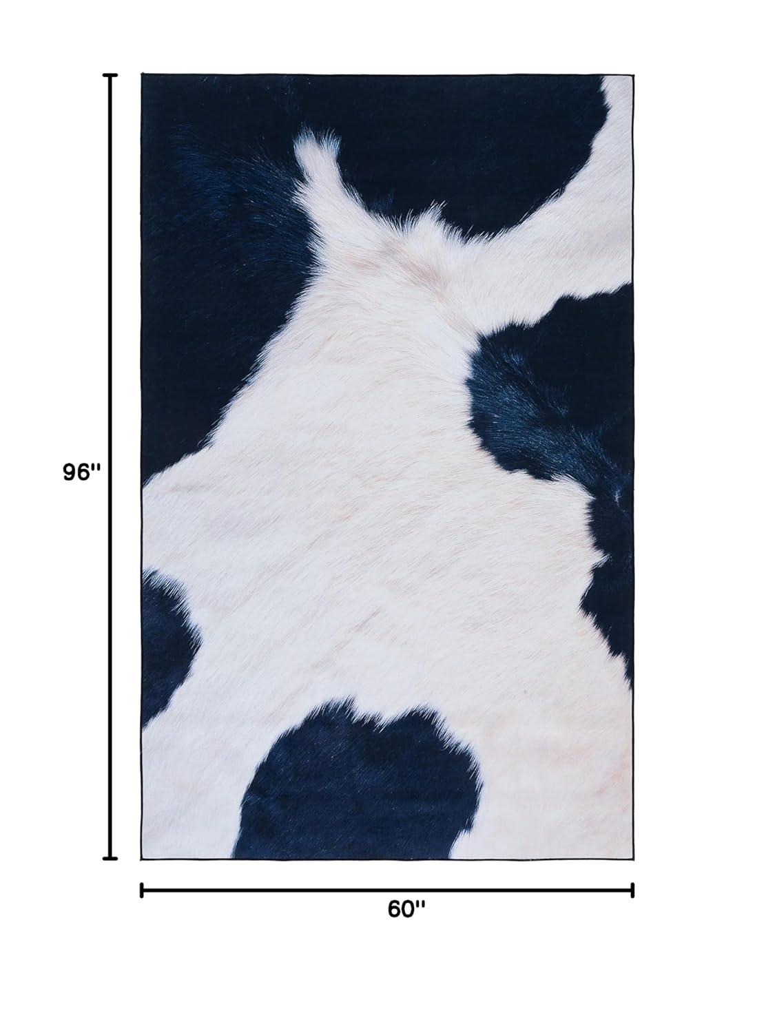 Faux Hide FAH548 Power Loomed Machine Washable Area Rug - Ivory/Dark Blue - 5'x8' - Safavieh.