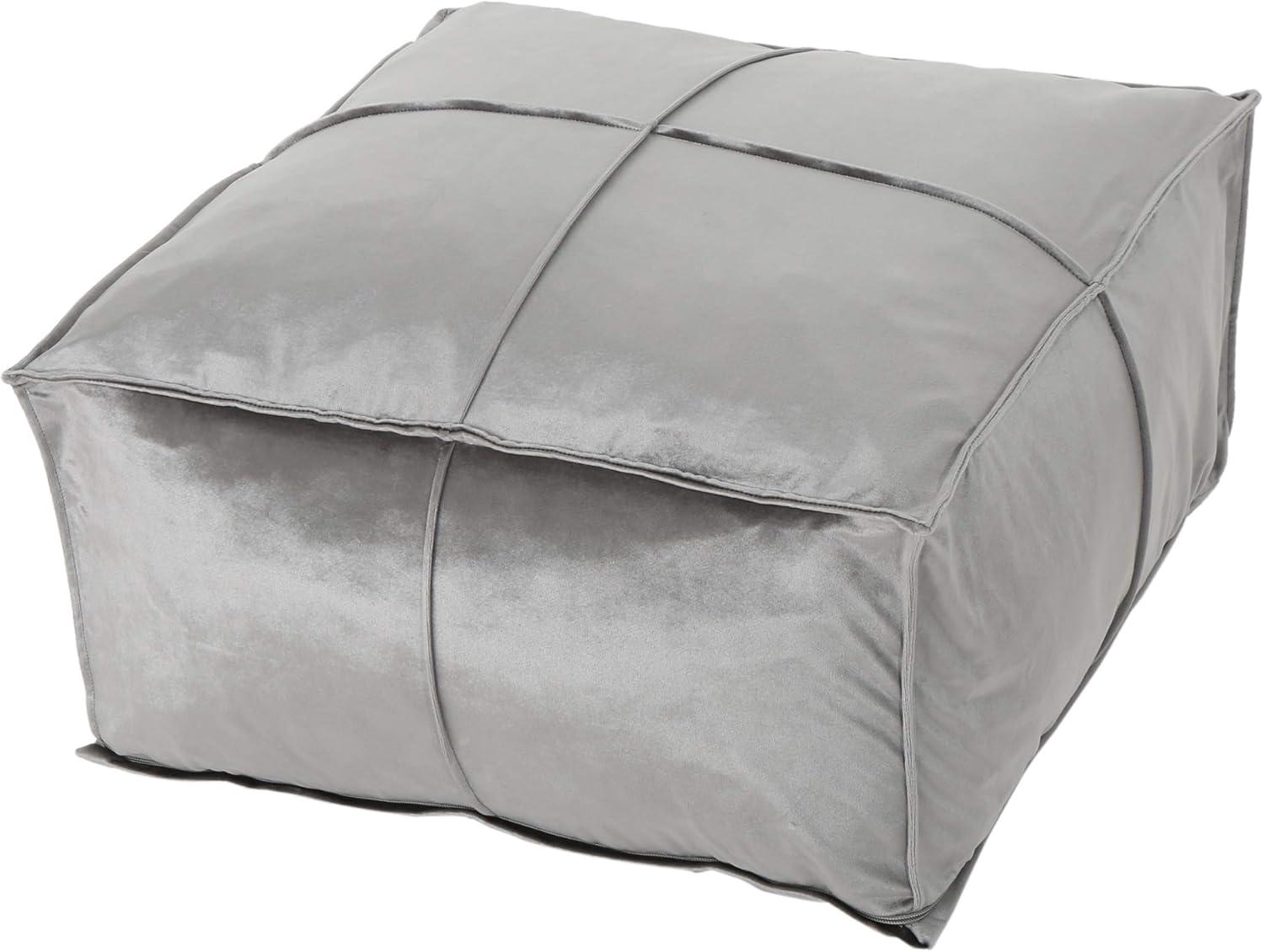 Cytheria Glam Velvet Square Bean Bag Ottoman, Smoke