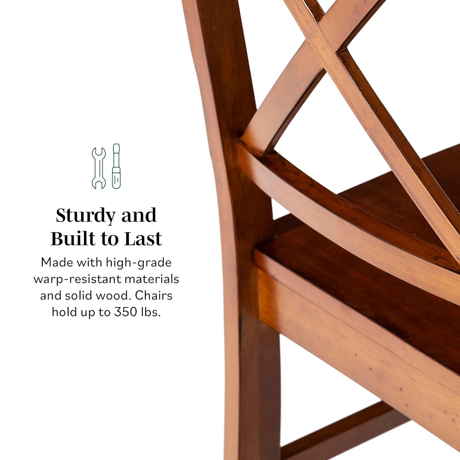 Walker Edison Traditional Wood Dining Chair, Set of 2, Antique Brown
