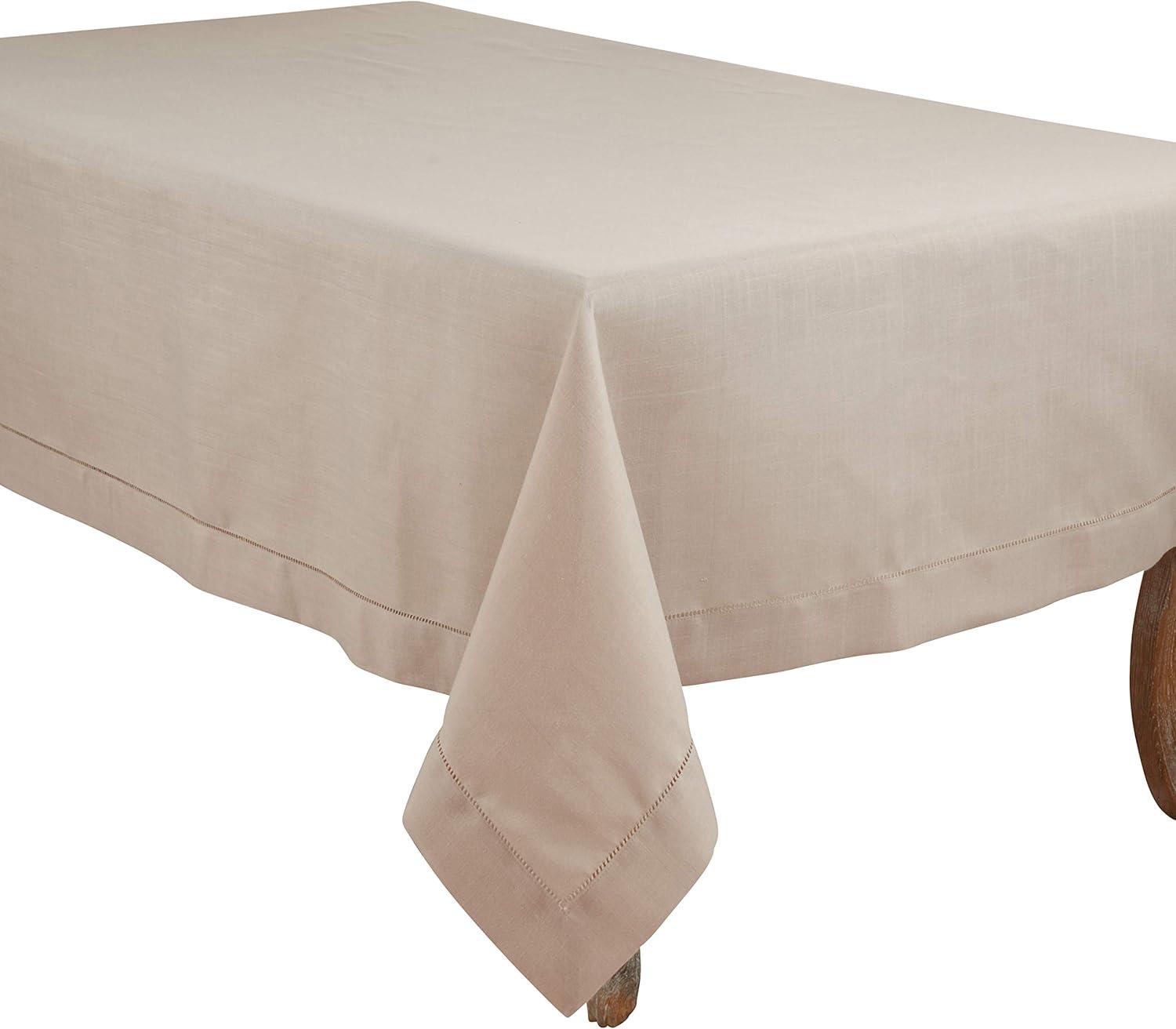 Saro Lifestyle Tablecloth With Hemstitch Border Design, 70"x160", Brown