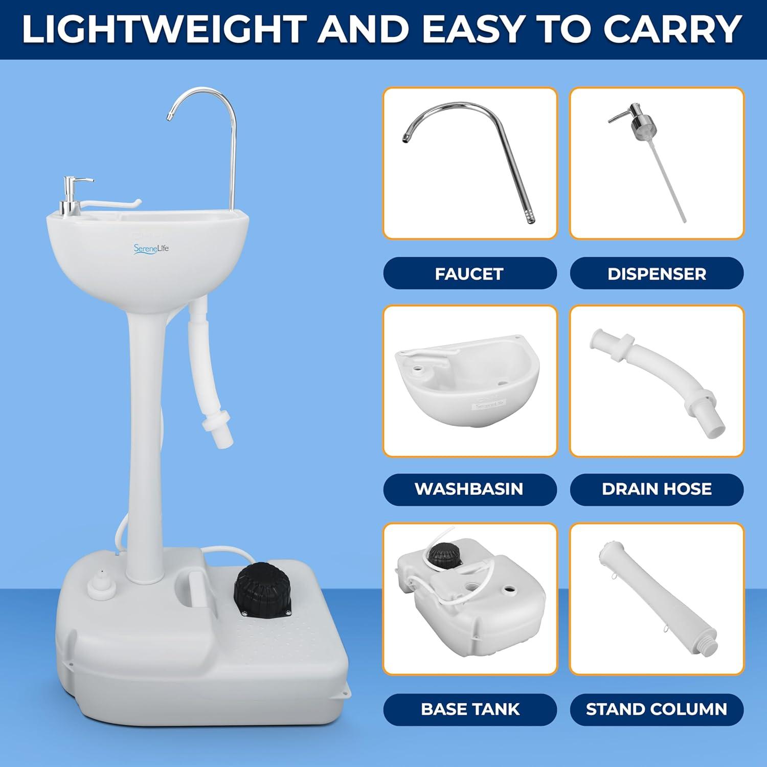 SereneLife 26'' White Plastic U-Shaped Bathroom Sink with Faucet and Overflow
