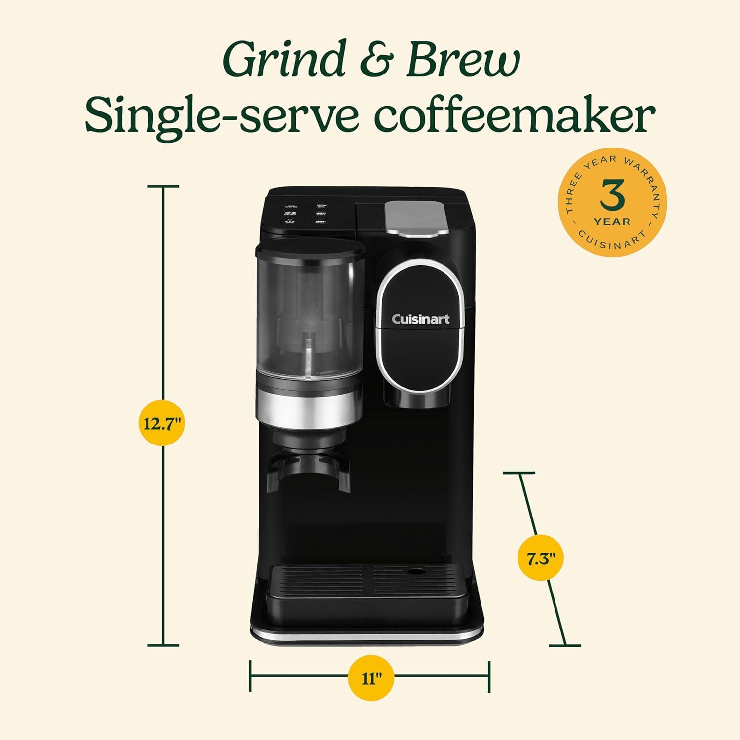 Cuisinart Grind & Brew Single-Serve Coffeemaker, 48-Ounce Removable Reservoir