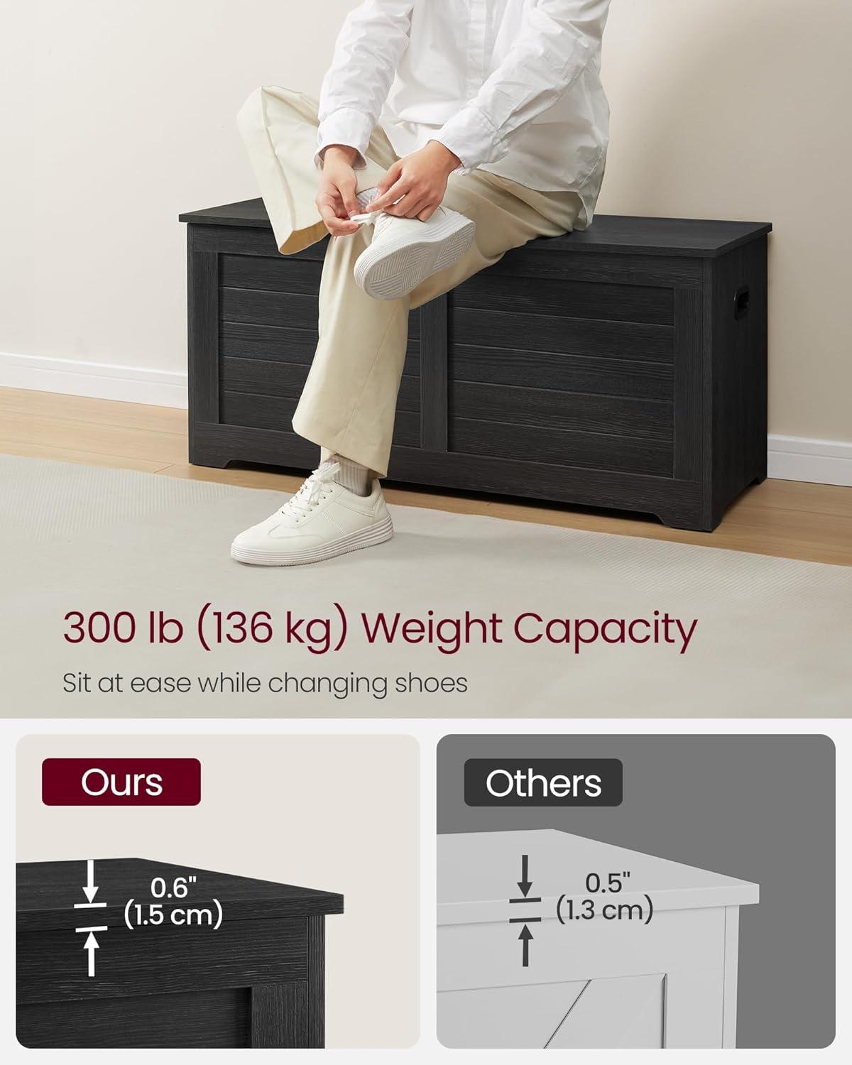 Killeryuki Storage Chest, Storage Trunk with 2 Safety Hinges, Storage Bench, Shoe Bench, Farmhouse Killeryuki, 15.7 x 39.4 x 18.1 Inches, for Entryway, Bedroom, Living Room, Ebony Black ULSB061B01