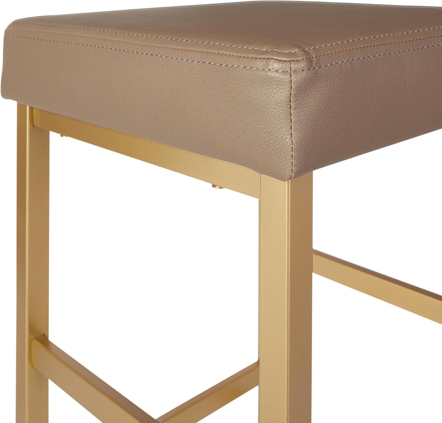 OSP Home Furnishings 30" Gold Backless Stool in Camel