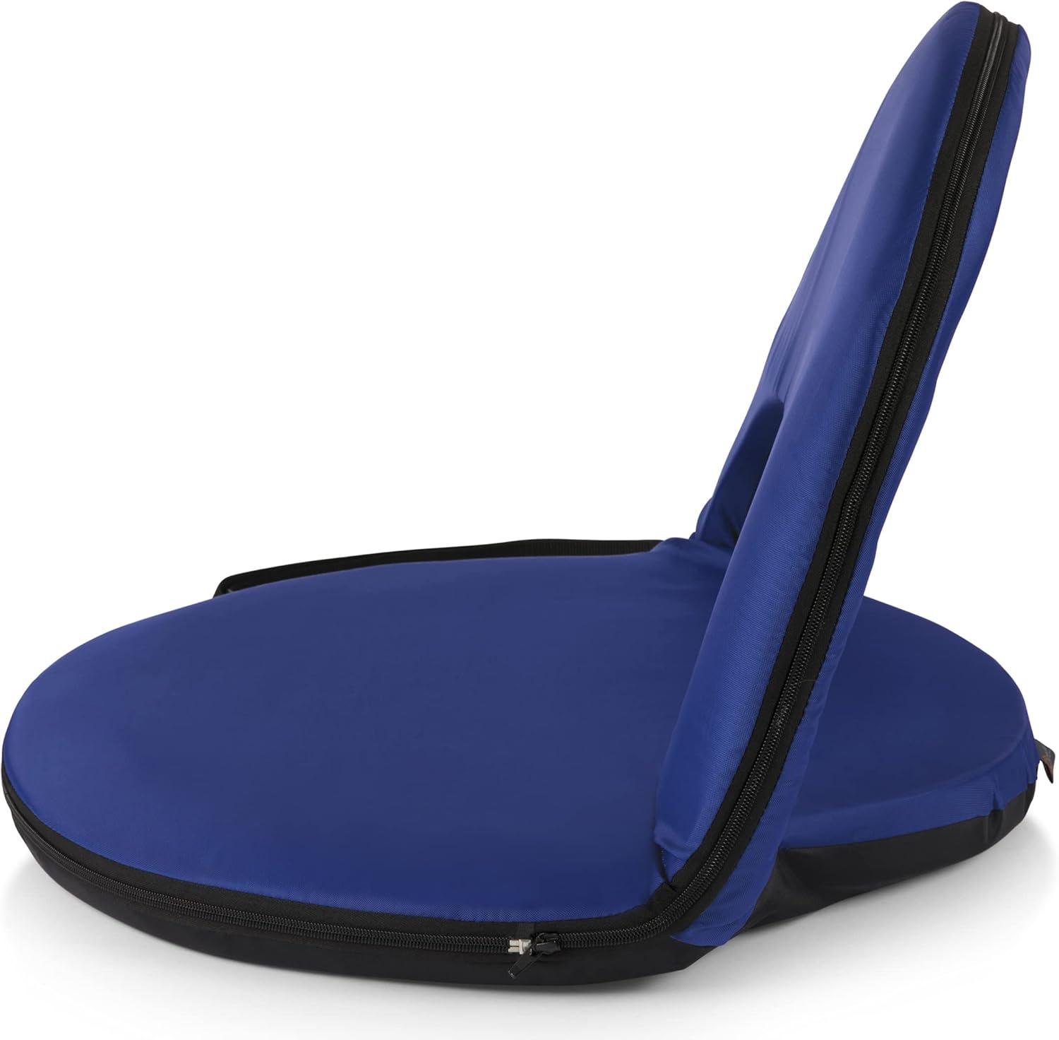 Navy Blue Oniva Portable Reclining Stadium Seat with High-Density Foam