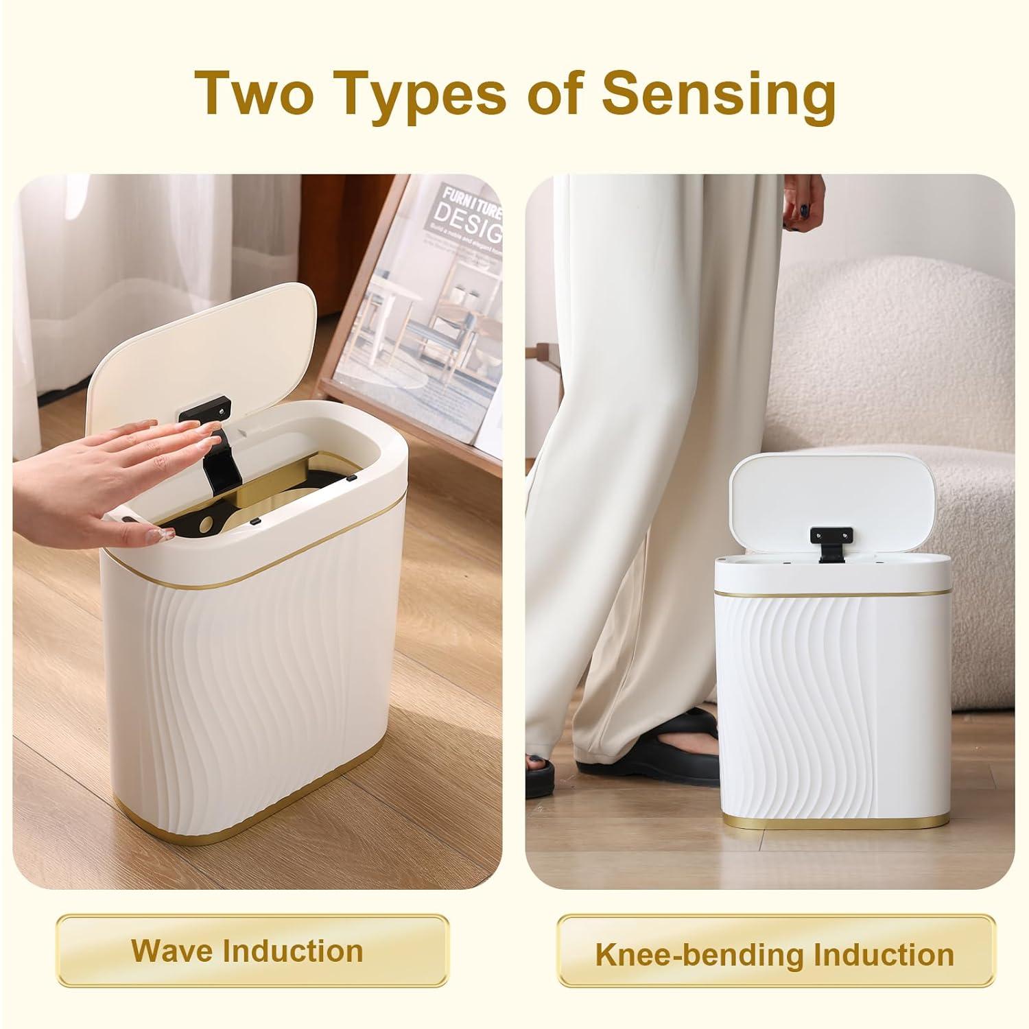 RFVT Small Automatic Trash Bin 2 Gallon Motion sensor. For bath, kitchen. Slim, waterproof plastic
