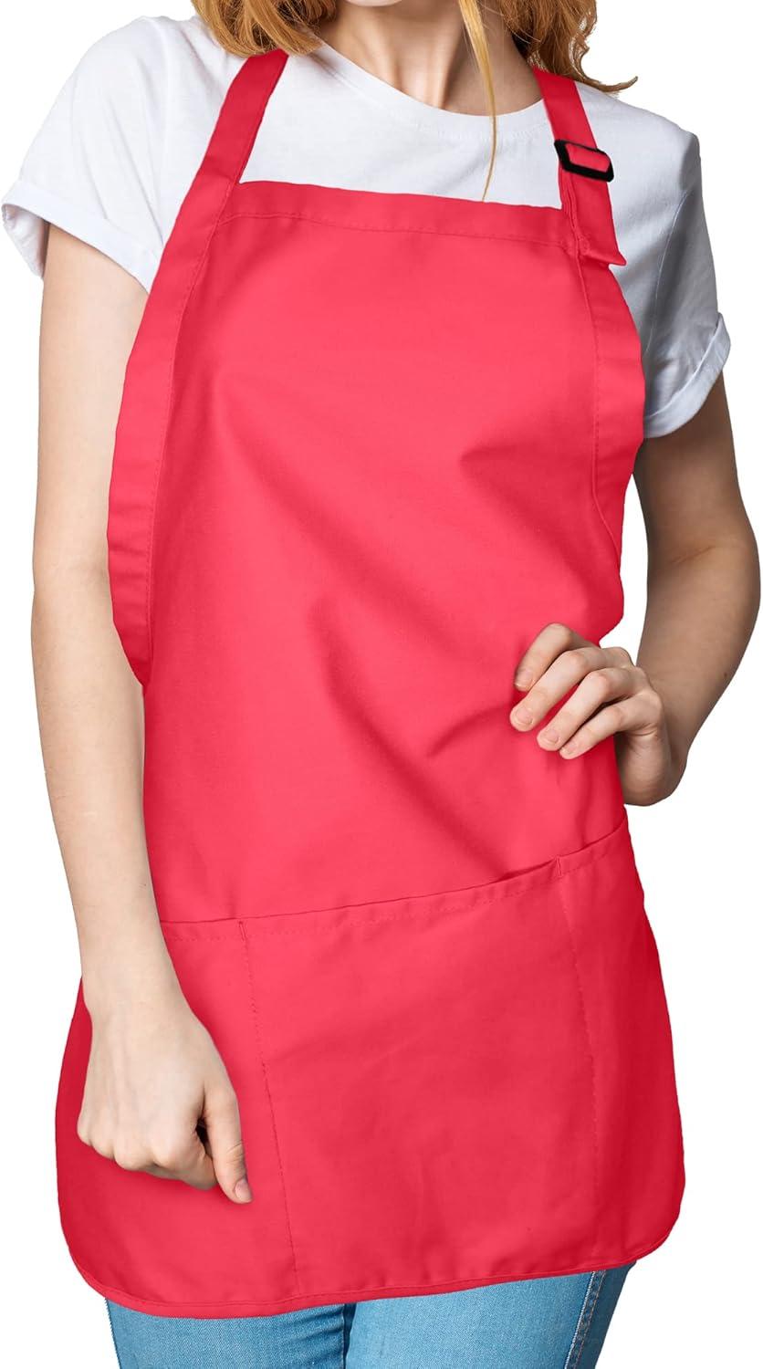 Dalix Waist Aprons Commercial Restaurant Home Bib Spun Poly Cotton Kitchen (3 Pockets) in Royal Blue