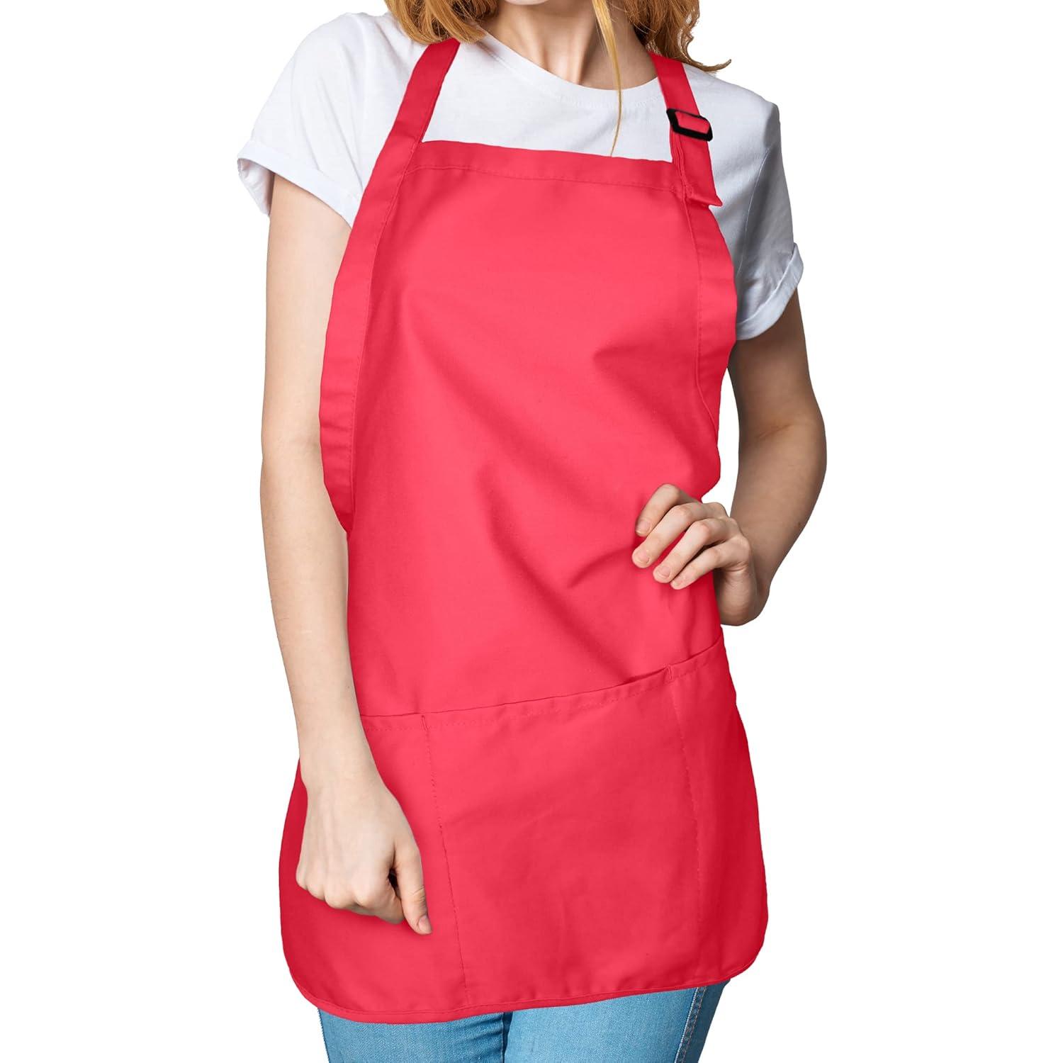 Dalix Waist Aprons Commercial Restaurant Home Bib Spun Poly Cotton Kitchen (3 Pockets) in Royal Blue