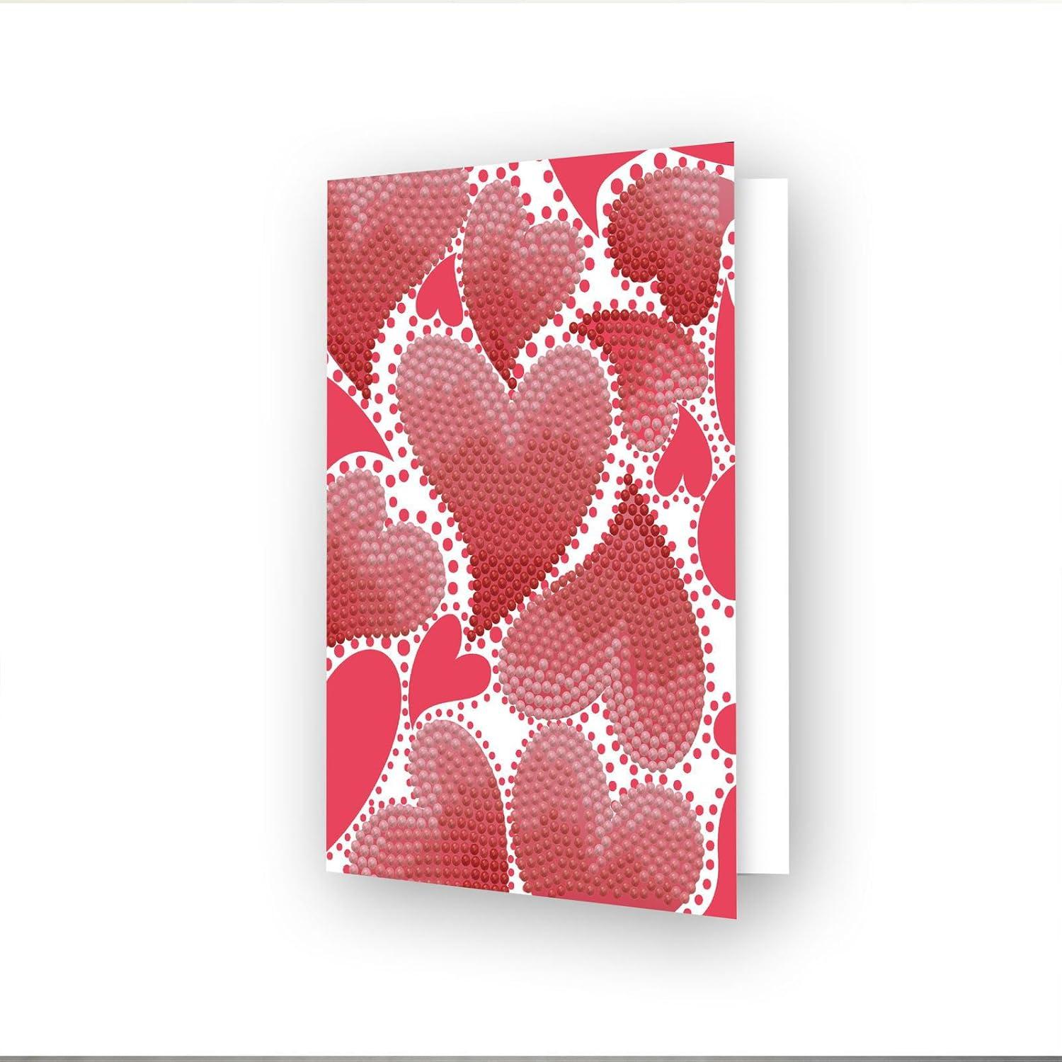 Diamond Dotz Hearts Swirl Diamond Art Cards, Handmade Diamond Painting Cards Kit, Handmade Greeting Cards Kits for Valentines Notes and Special Occasions