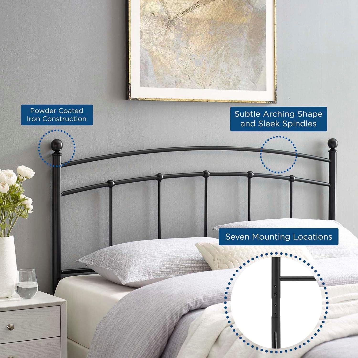 Modway Abigail Queen Modern Style Powder Coated Iron Headboard in Black