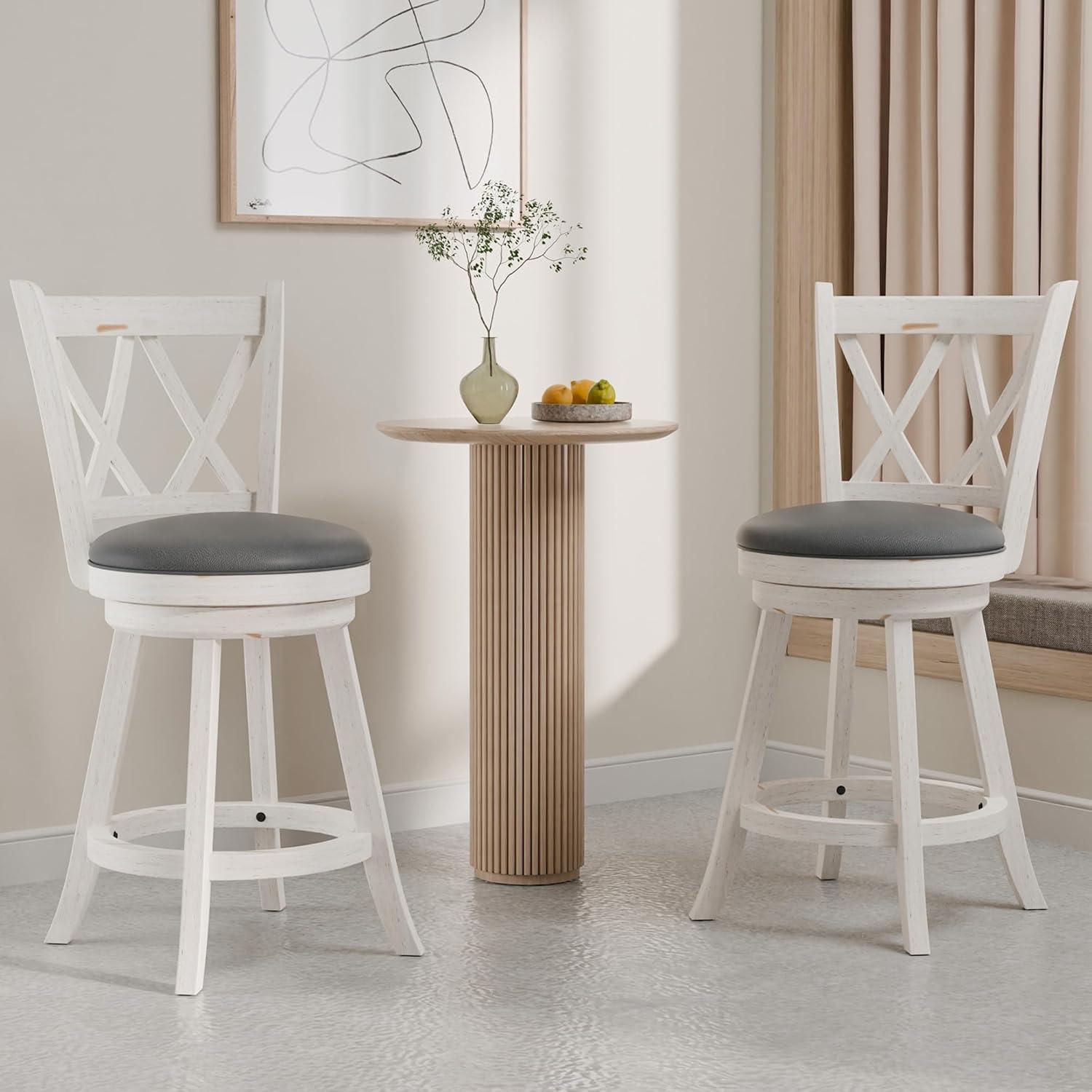 Havant Swivel Upholstered Counter Stool with Solid Wood Frame