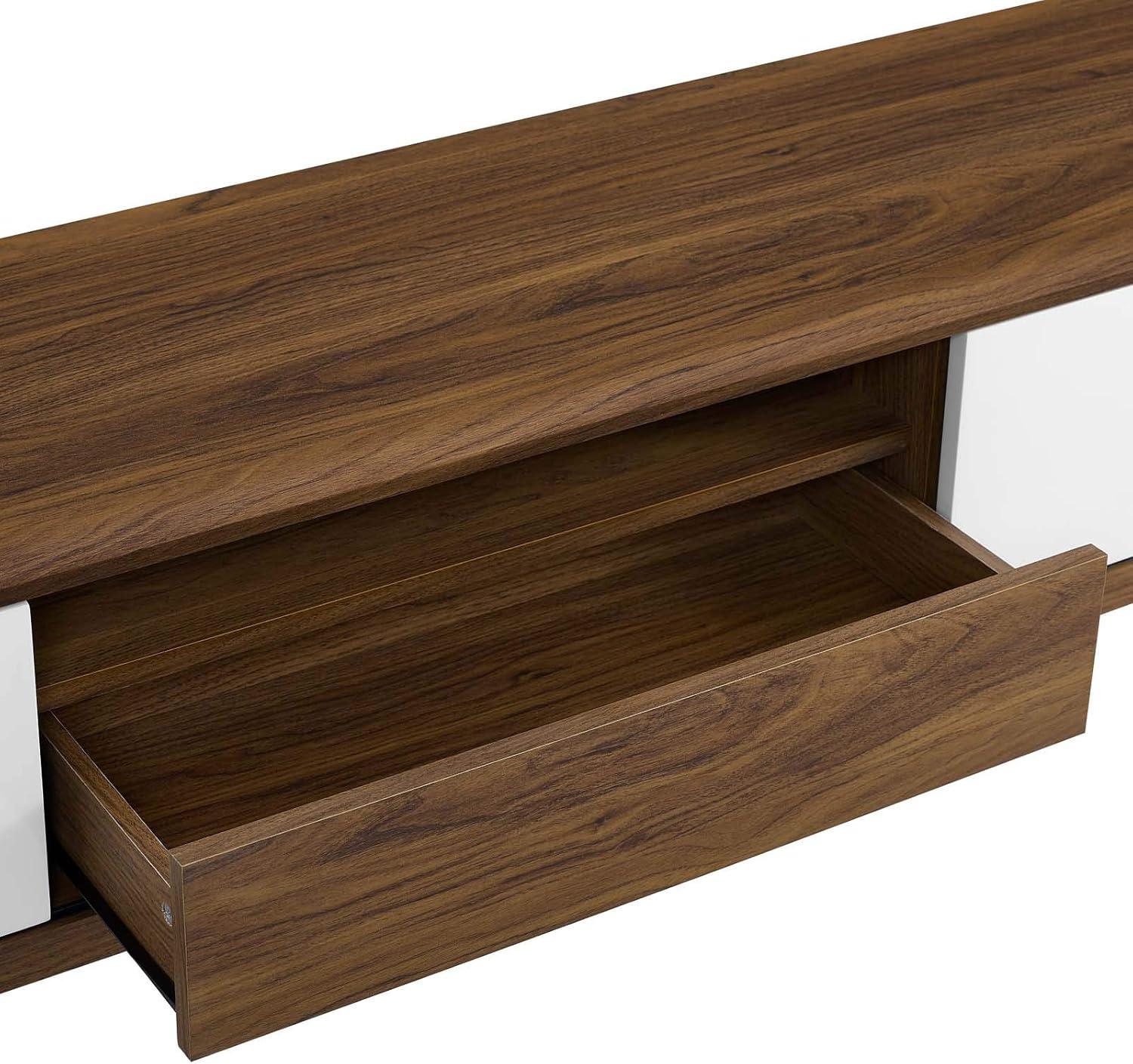 Envision 70" White Walnut Mid-Century Modern Media Console