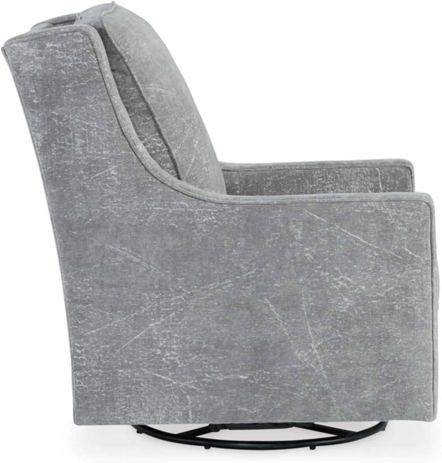 Gray Polyester Swivel Glider Accent Chair