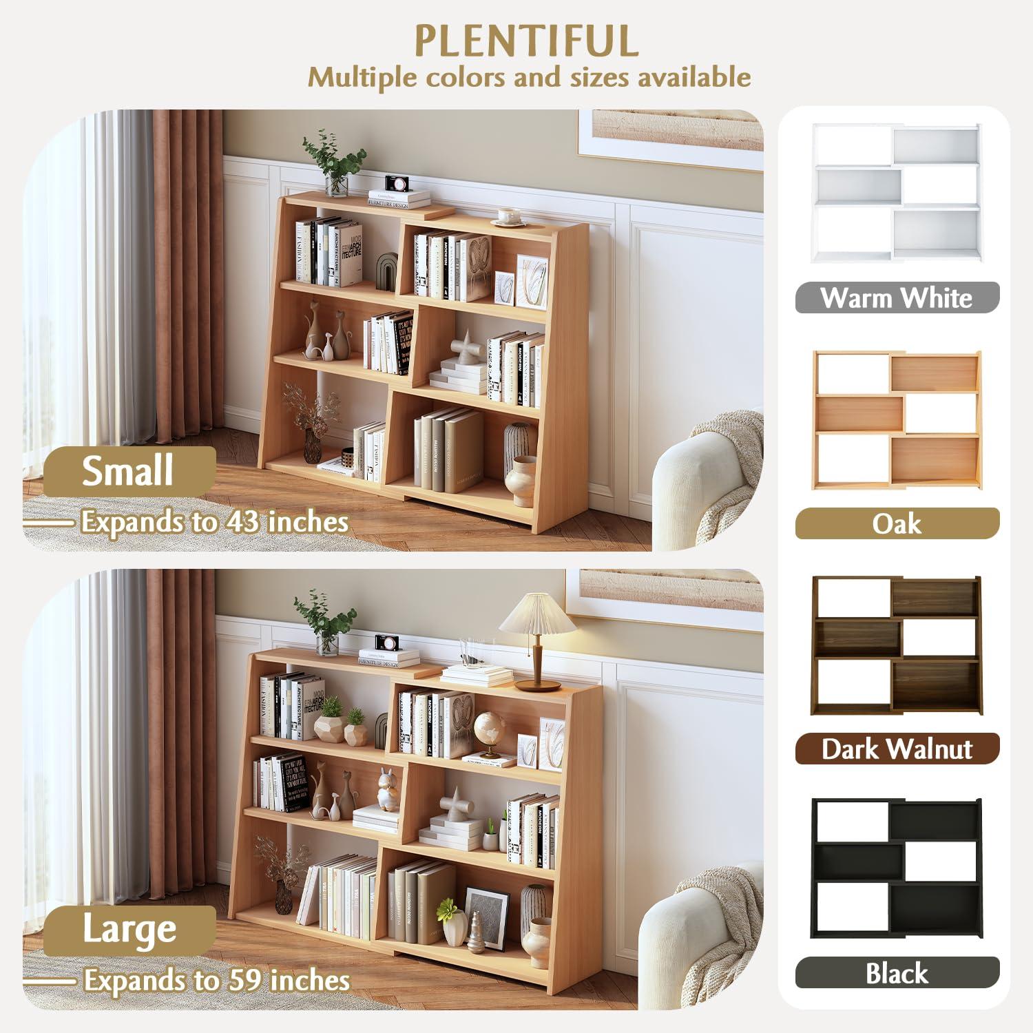 Latitude Run® Wooden Extendable Shelf Bookcase - 3-Tier Ladder Low Short Bookshelf For Small Space Or Corner