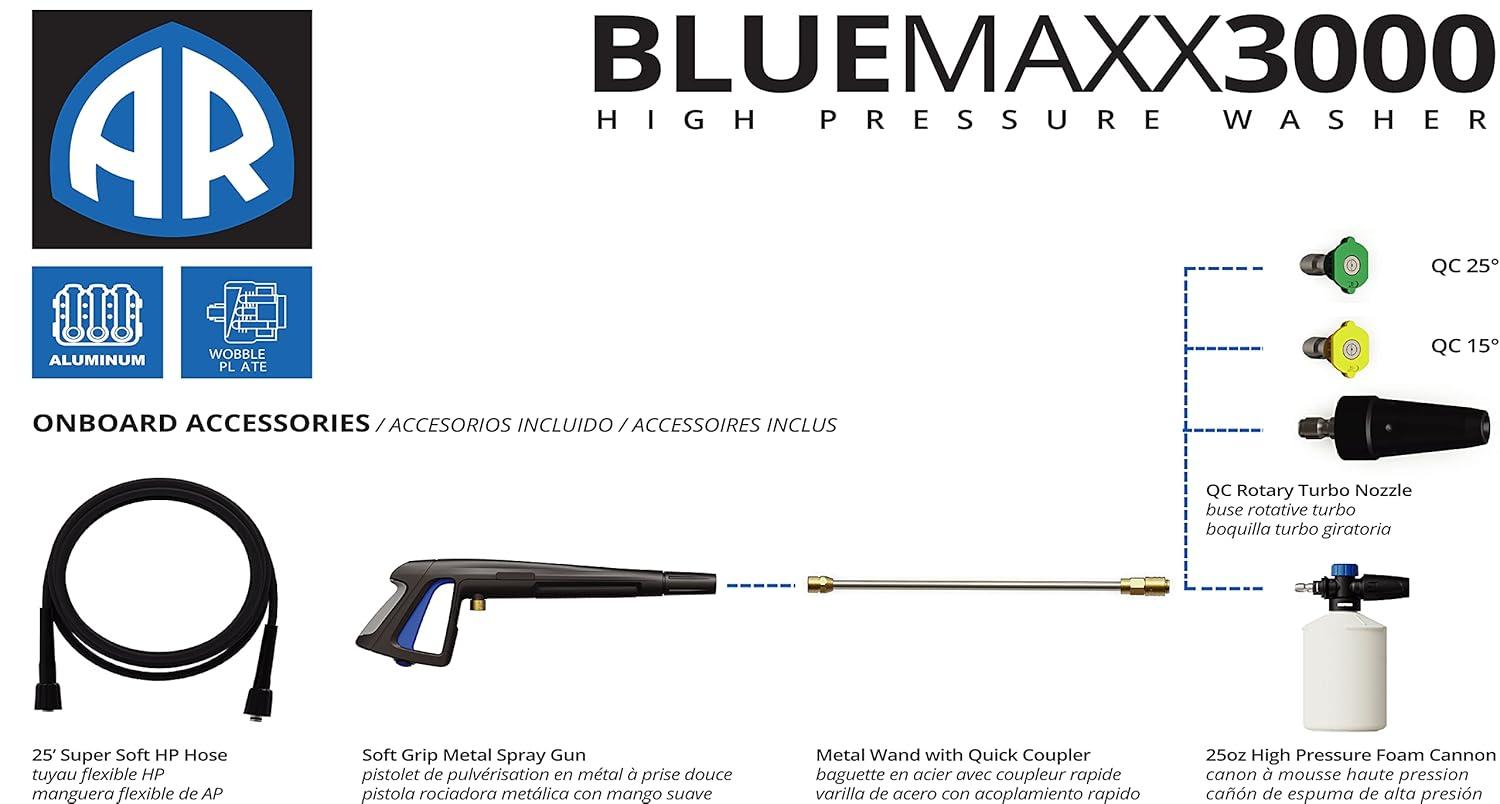 AR Blue Clean AR Blue Maxx, Maxx 3000 Electric Pressure Washer, 3000 PSI, 1.3 GPM