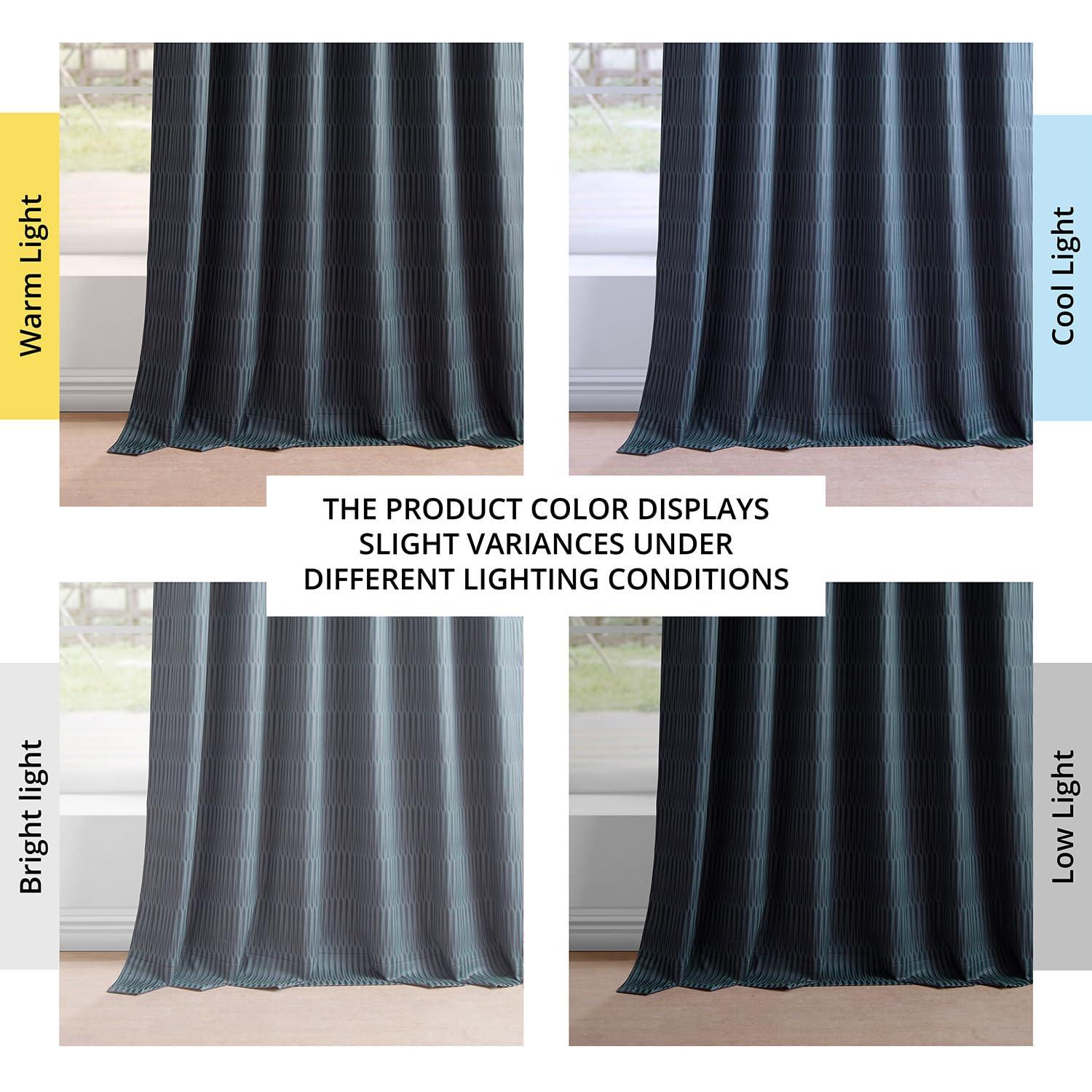 HPD Half Price Drapes Lounge Embossed Velvet Curtains 84 Inches Long Room Darkening Curtain for Bedroom and Living Room (1 Panel), 50W x 84L, Deep Blue