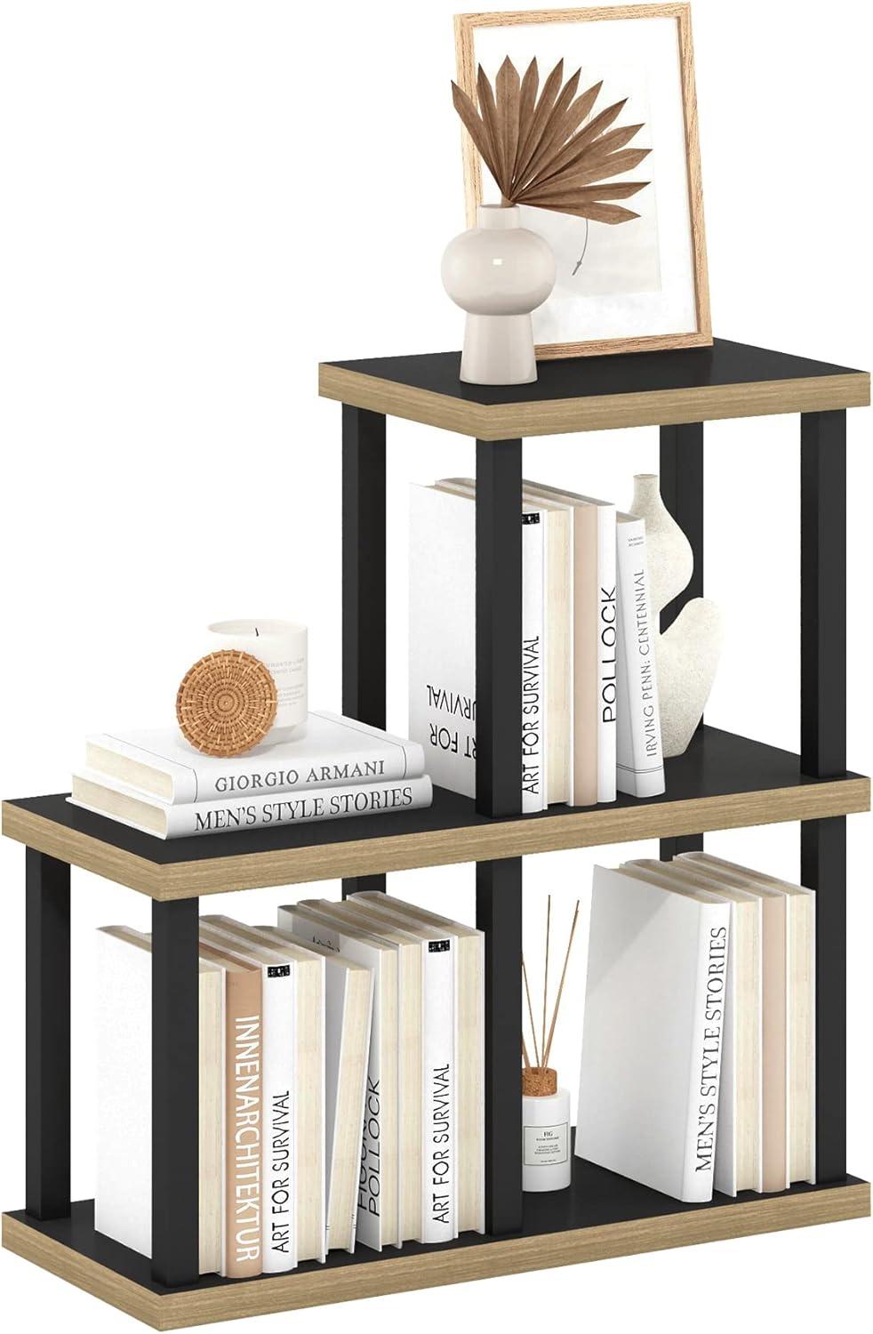 Black and Wood 3-Cube Decorative Display Shelf