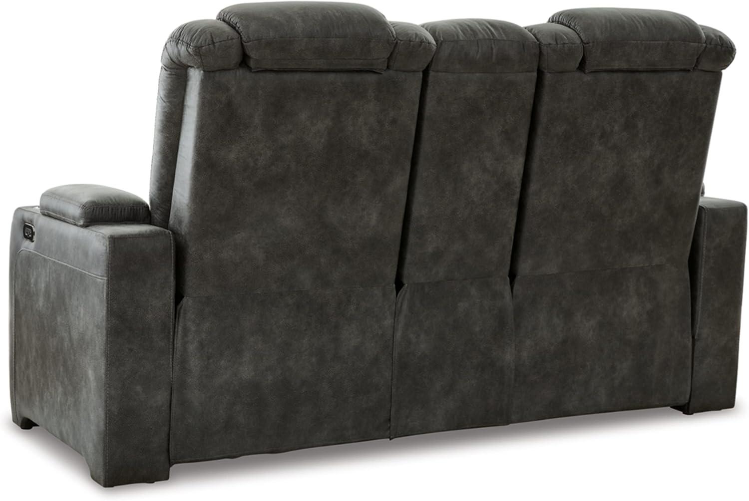 Storm Faux Leather Reclining Loveseat with Cup Holder