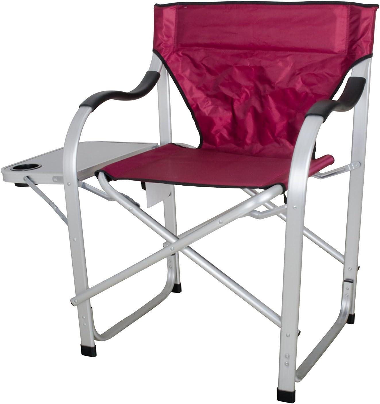 Burgundy Heavy Duty Aluminum Director's Chair with Side Table