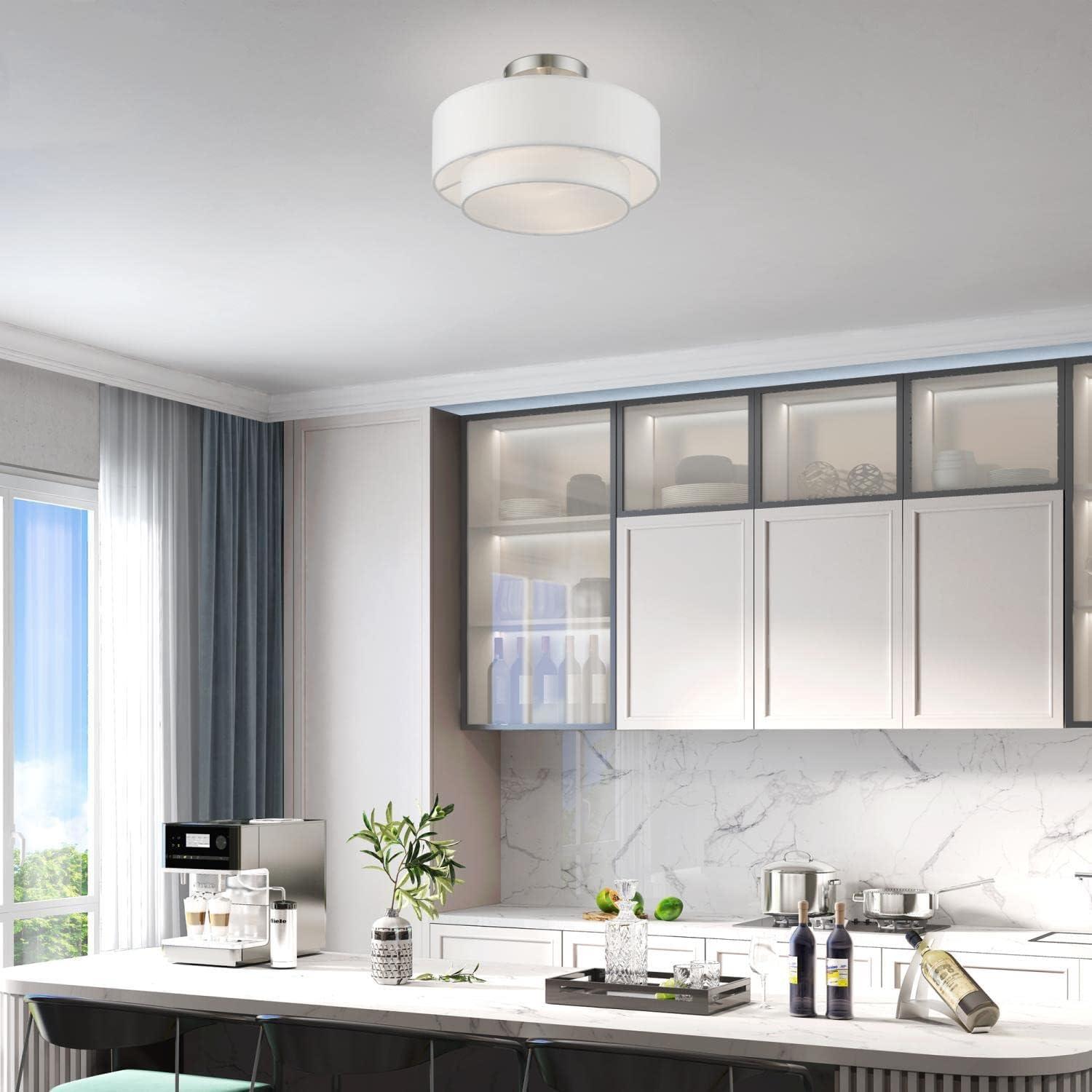 Livex Lighting Meridian 2 - Light Semi-Flush Mount in  Brushed Nickel