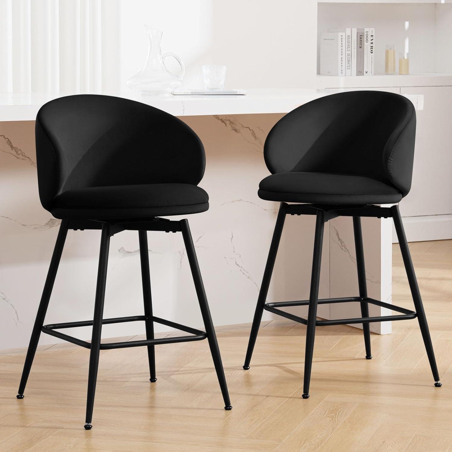 Corrigan Studio® Swivel Upholstered Counter Height Bar Stools (Set of 2)