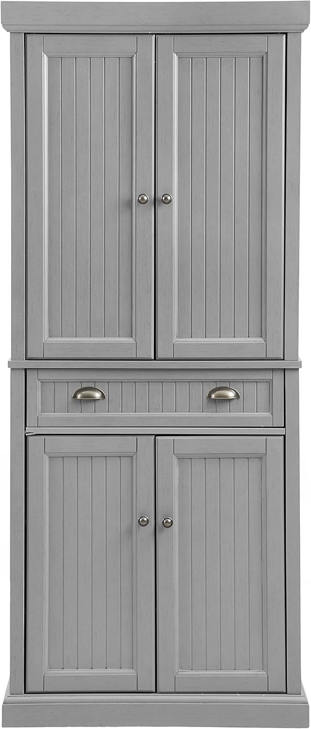 Seaside Distressed Gray 72'' Coastal Kitchen Pantry