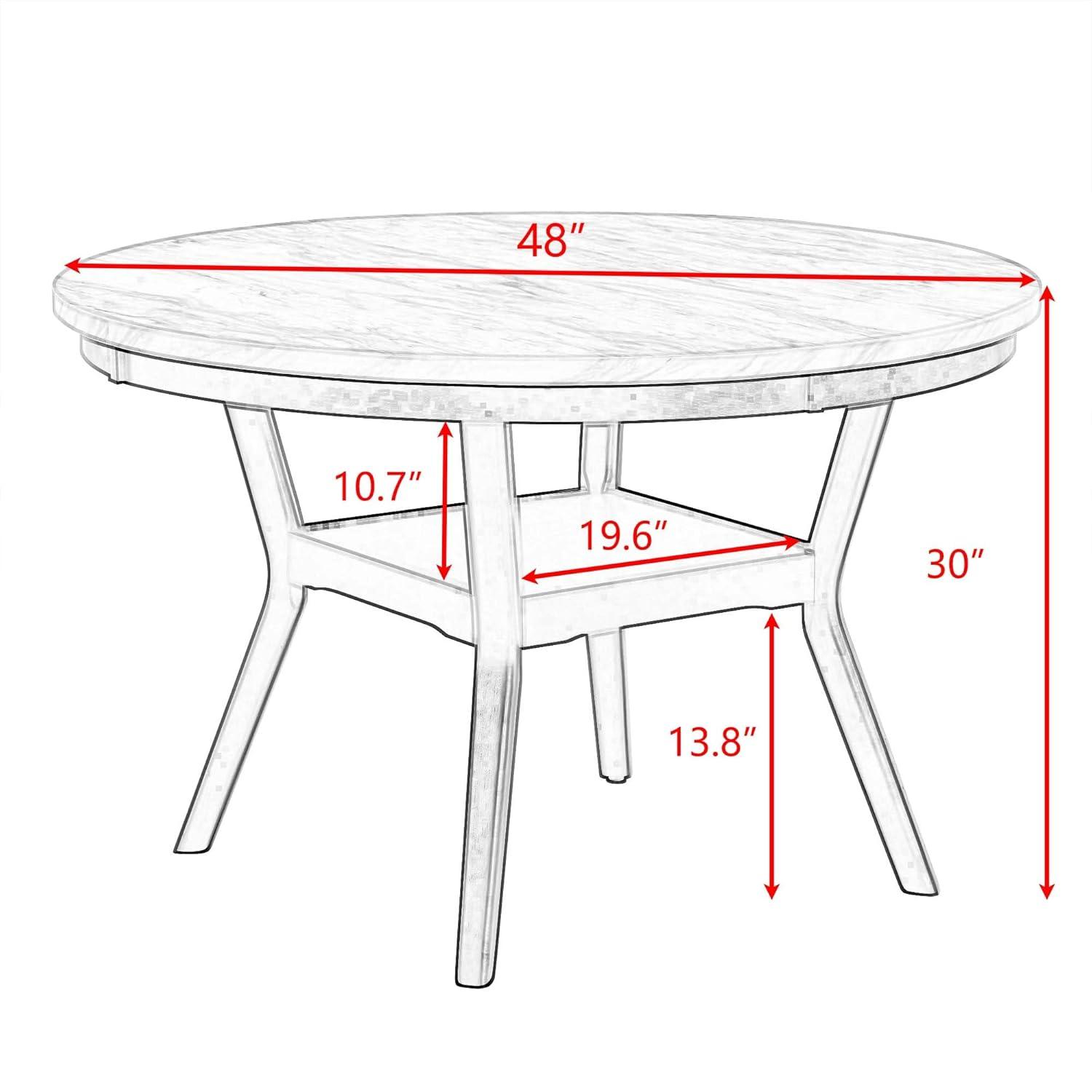 Linique 5 Piece Dining Table Set for 4, Kitchen Table and Chairs for 4, Round Dining Table with 4 Upholstered Chairs and Storage for Dining Room Small Spaces, Black + White