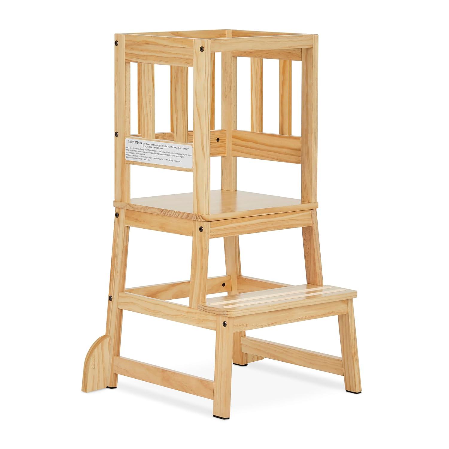 Dream On Me 2-in-1 Funtastic Tower and Step Stool, Easy to Assemble, Natural