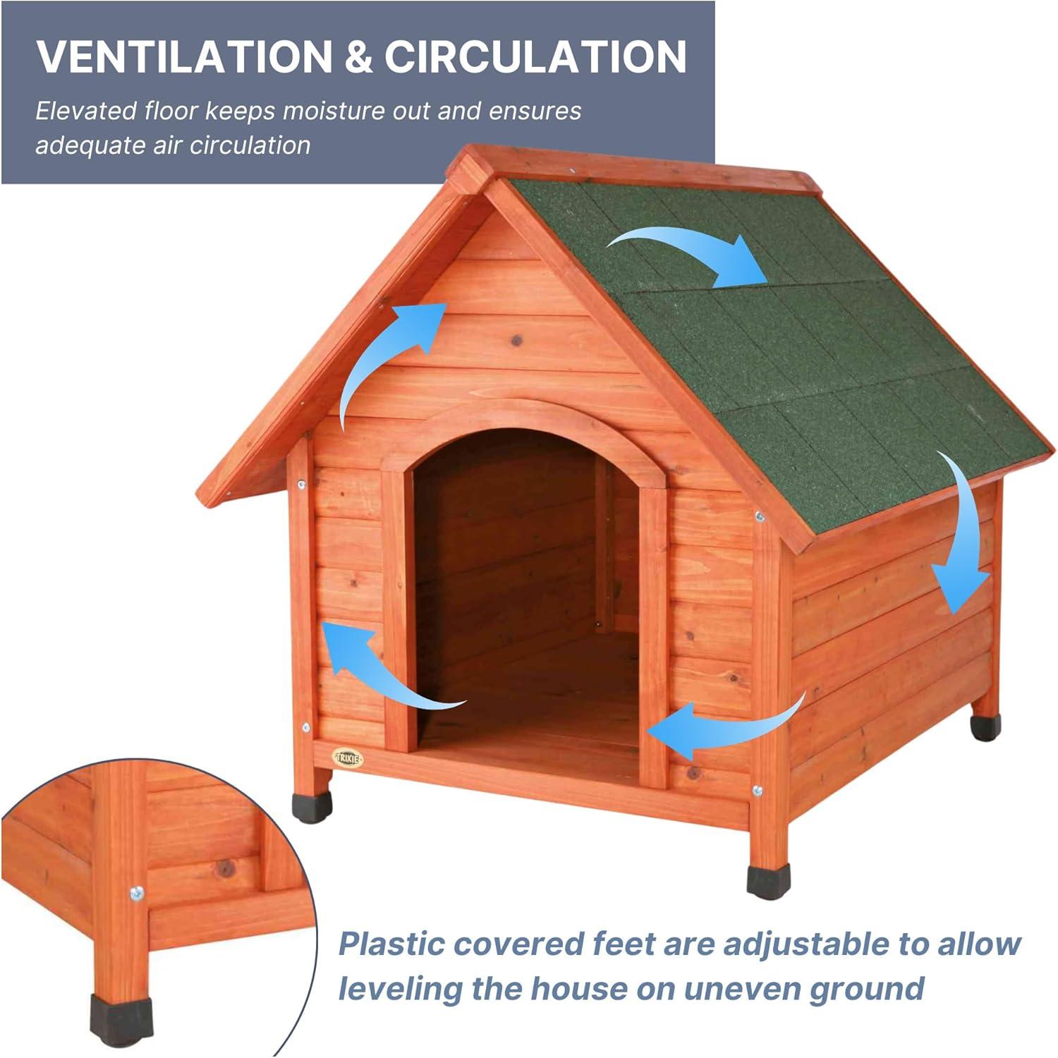 TRIXIE Weatherproof Outdoor Cottage Dog House, Elevated Floor, Peaked Roof