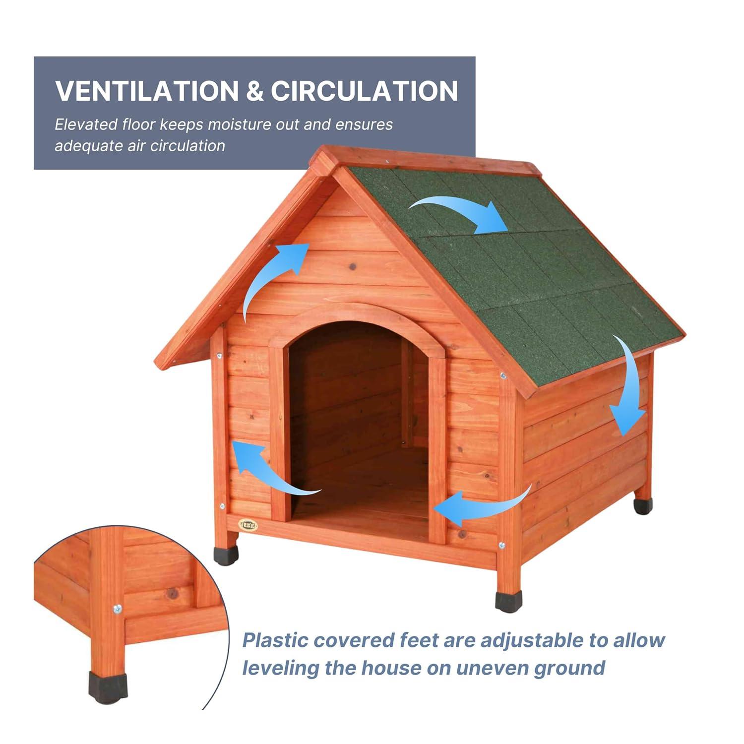 TRIXIE TRIXIE Weatherproof Outdoor Cottage Dog House, Elevated Floor, Peaked Roof