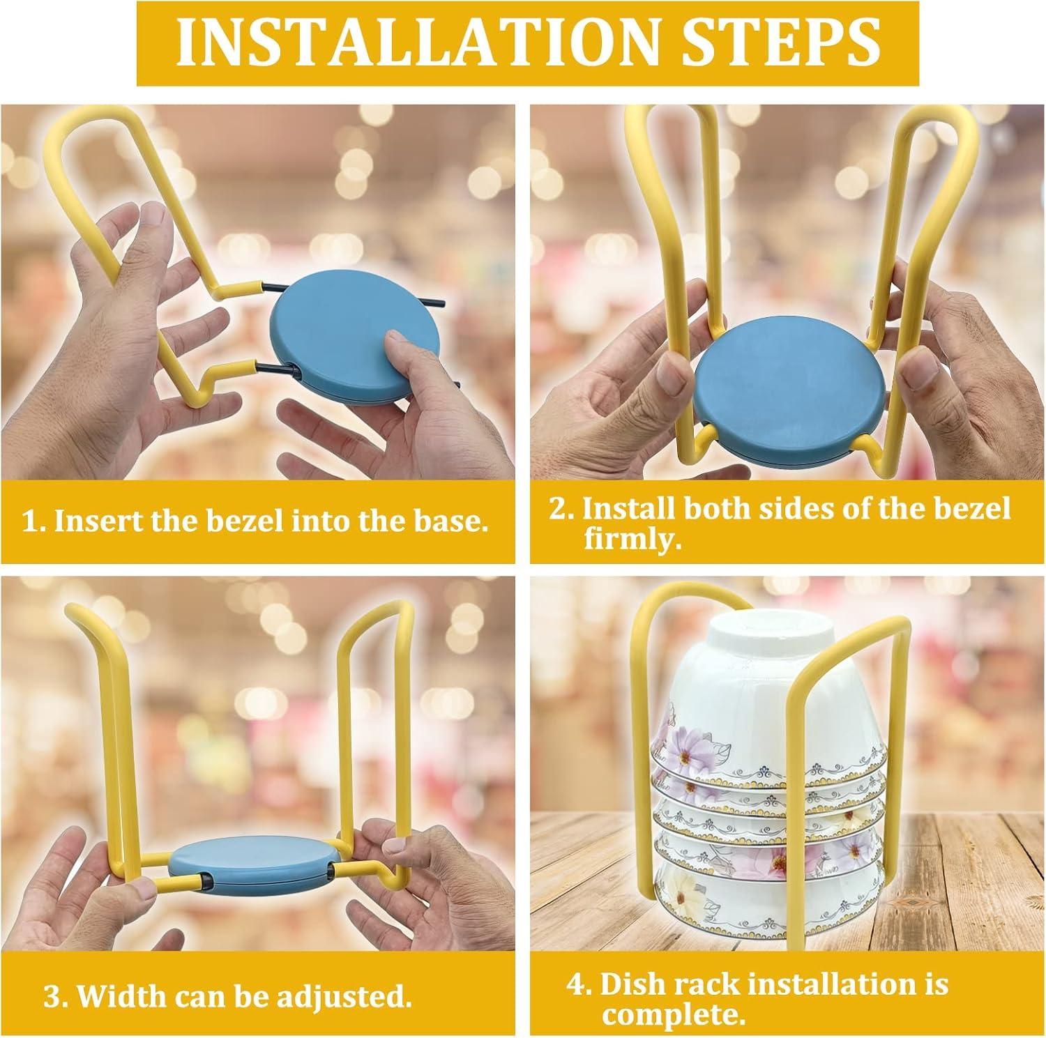 NAMZI 2 Pack Telescopic Tray Storage Rack, Dish Drying Rack, Multi-Functional Plates Cup Bowl Pot Pan Lid Storage Holder Organizer for Kitchen Cabinet（Yellow*1，Grey*1）