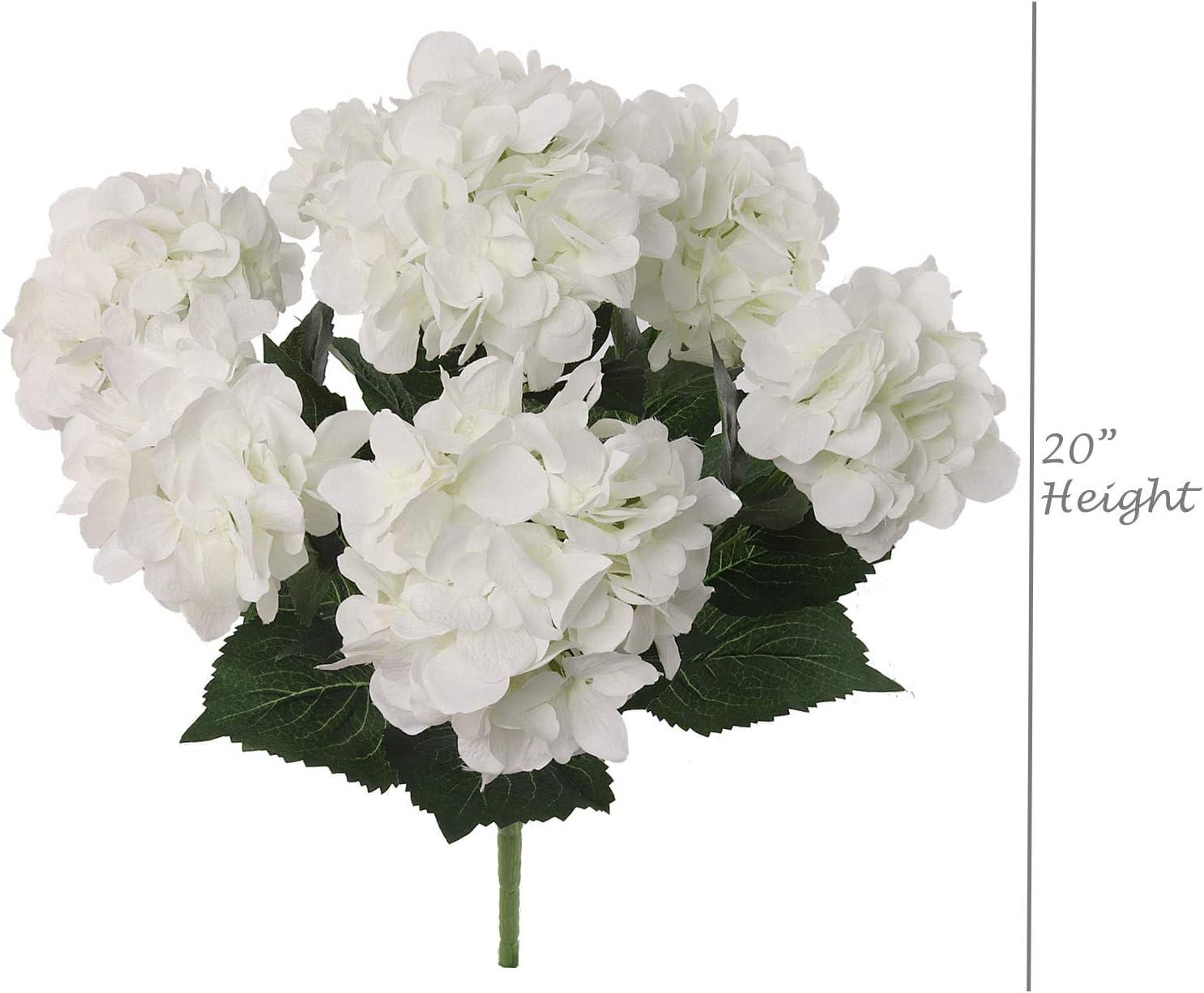 White Silk Hydrangea Artificial Flower Arrangement for Outdoor Tabletop Centerpiece