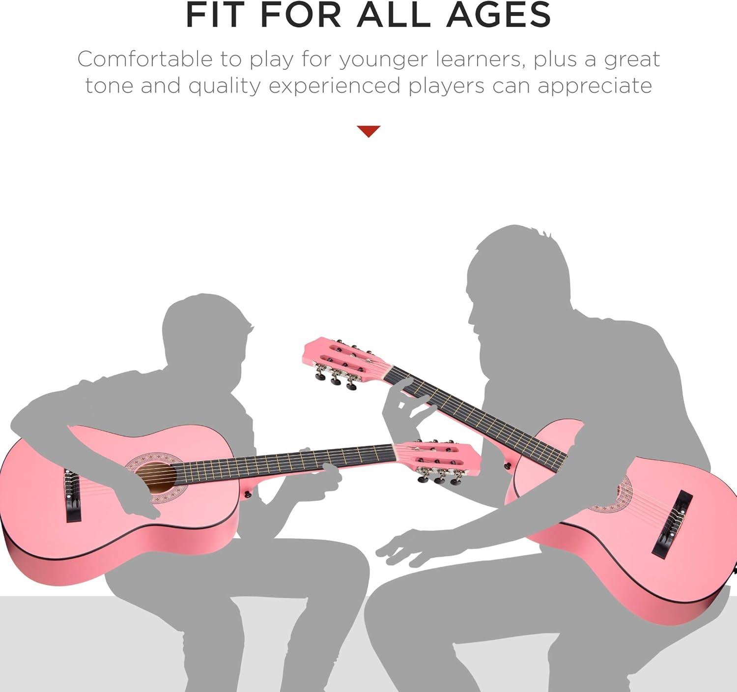 Best Choice Products 38in Beginner Acoustic Guitar Starter Kit w/ Gig Bag, Strap, Extra Strings - Pink
