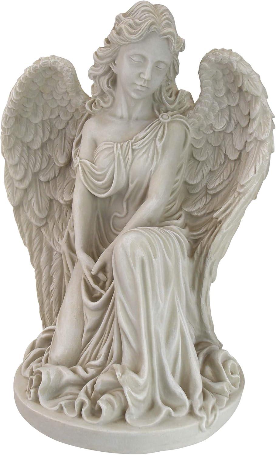 Quiet Countenance Praying Angel Faux Stone Garden Statue