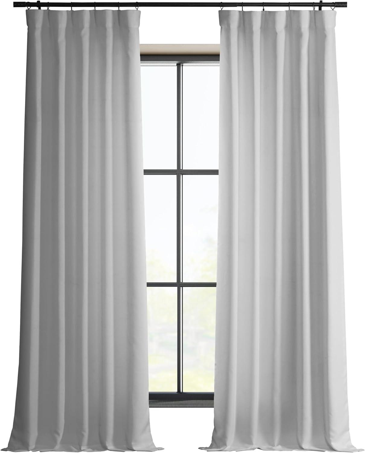 Half Price Drapes Dove White Faux Linen Room Darkening Curtains for Bedroom(1 Panel),50W X 120L