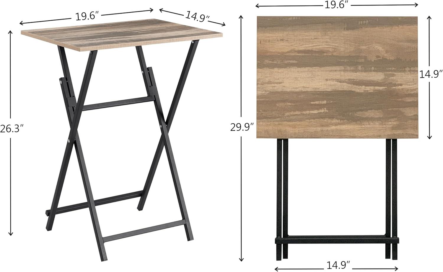 JOIN IRON Foldable TV Tray,Set of 2,Portable Wooden Snack Table, No Installation Required, Perfect for Living Room, Bedroom, Office, and Small Spaces