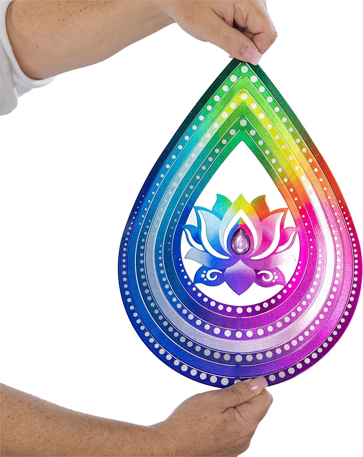 VP Home Lotus Teardrop Kinetic 3D Metal Outdoor Garden Decor Wind