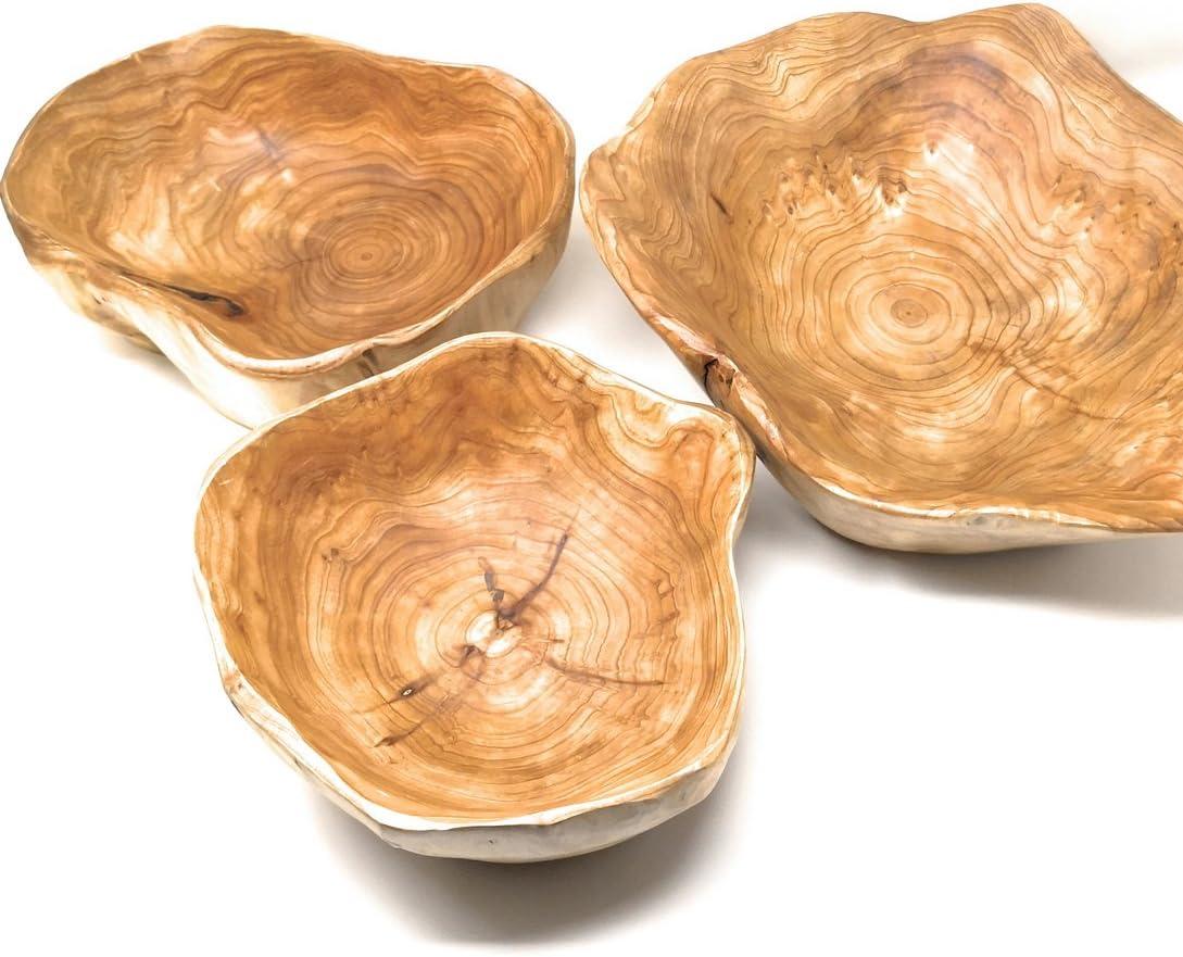 THY COLLECTIBLES Wooden Deep Bowl Handmade Storage Natural Root Wood Crafts Bowl Fruit Salad Serving Bowls (Medium 10"-12")