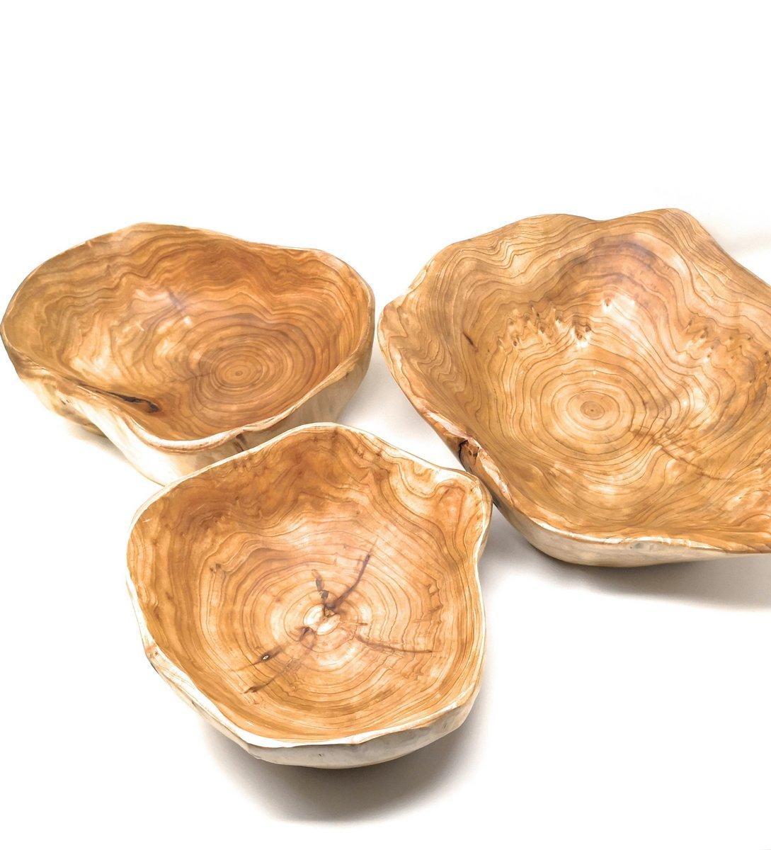THY COLLECTIBLES Wooden Deep Bowl Handmade Storage Natural Root Wood Crafts Bowl Fruit Salad Serving Bowls (Medium 10"-12")