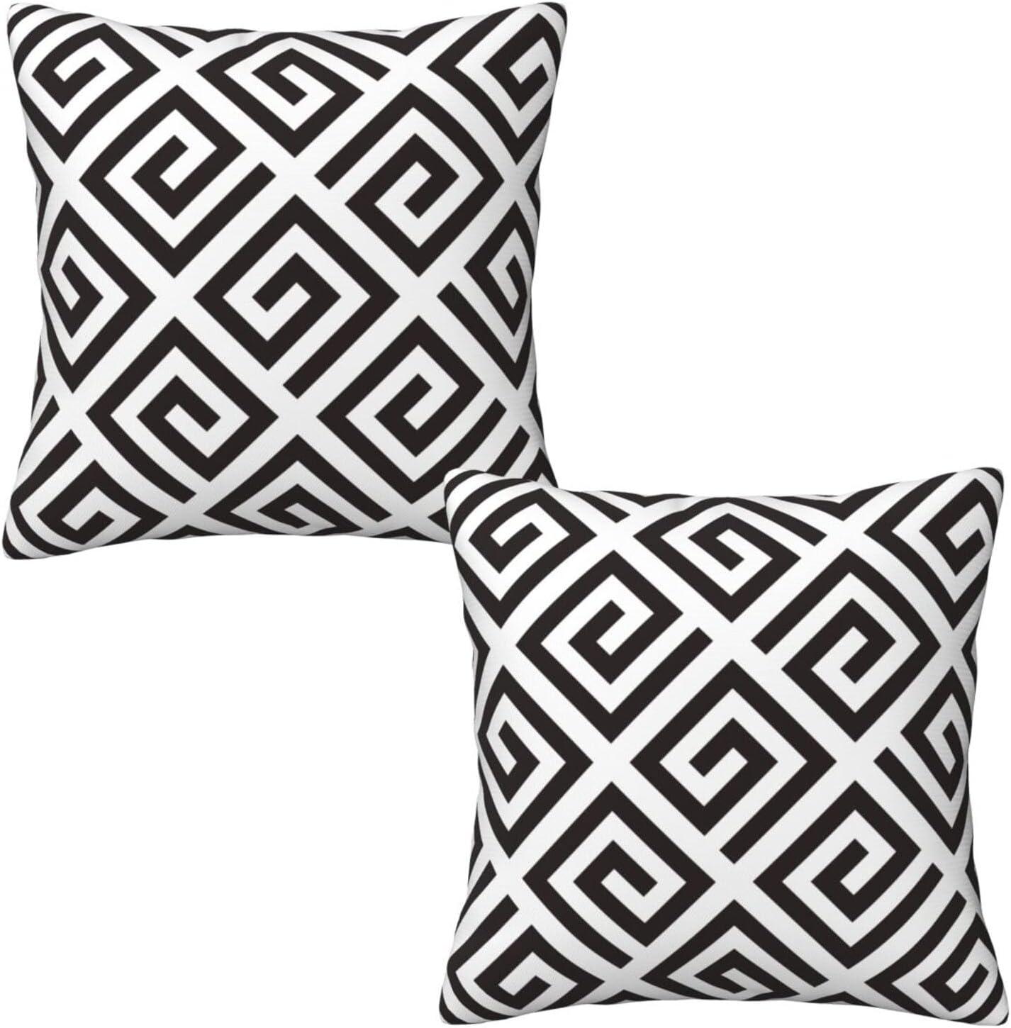 Modern Abstract Black and White Pillow Covers 18x18 in Couch Pillow Case Sets of 2 Decorative Square Throw Pillows for Home Living Room Bedroom Bed Cushion Outdoor