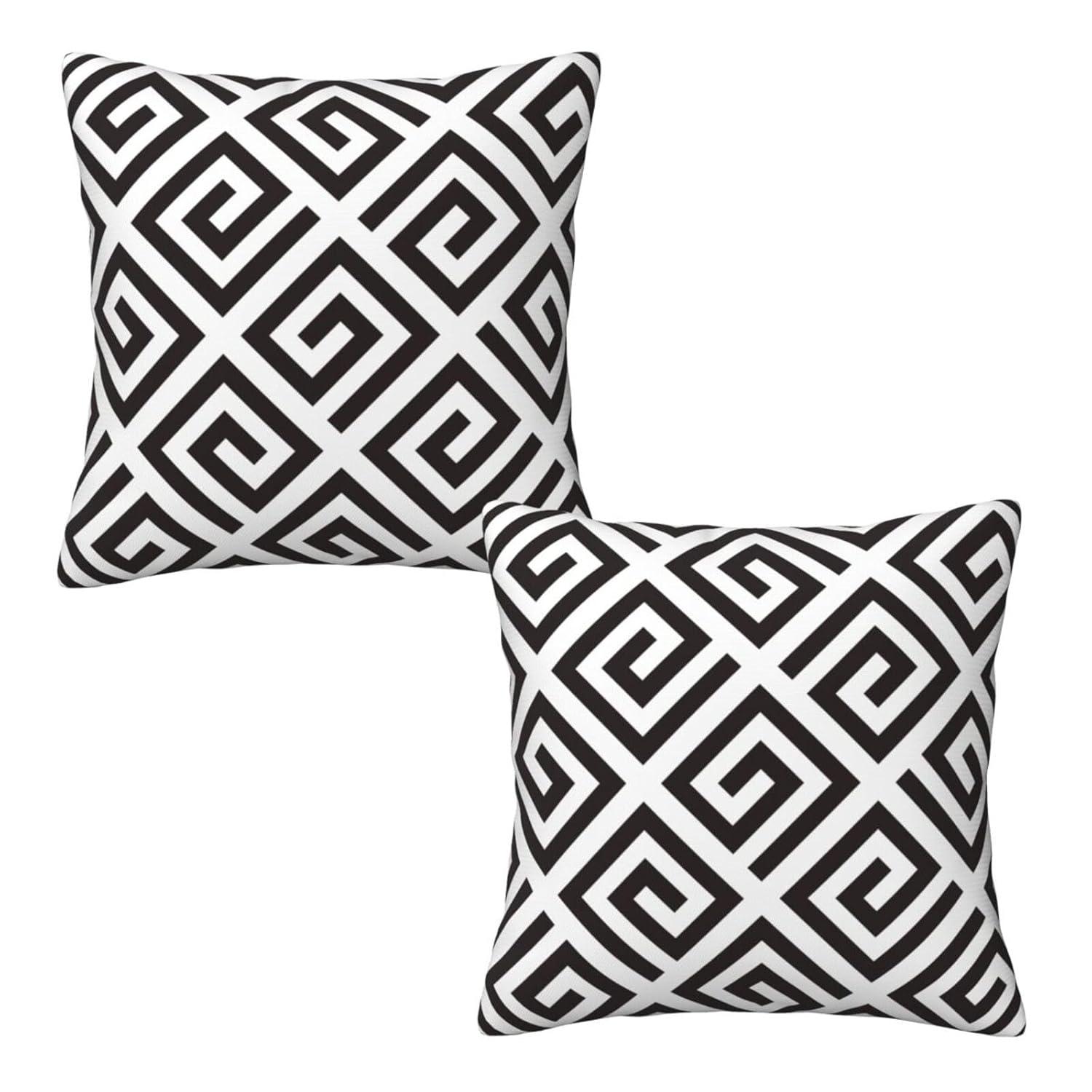 Modern Abstract Black and White Pillow Covers 18x18 in Couch Pillow Case Sets of 2 Decorative Square Throw Pillows for Home Living Room Bedroom Bed Cushion Outdoor
